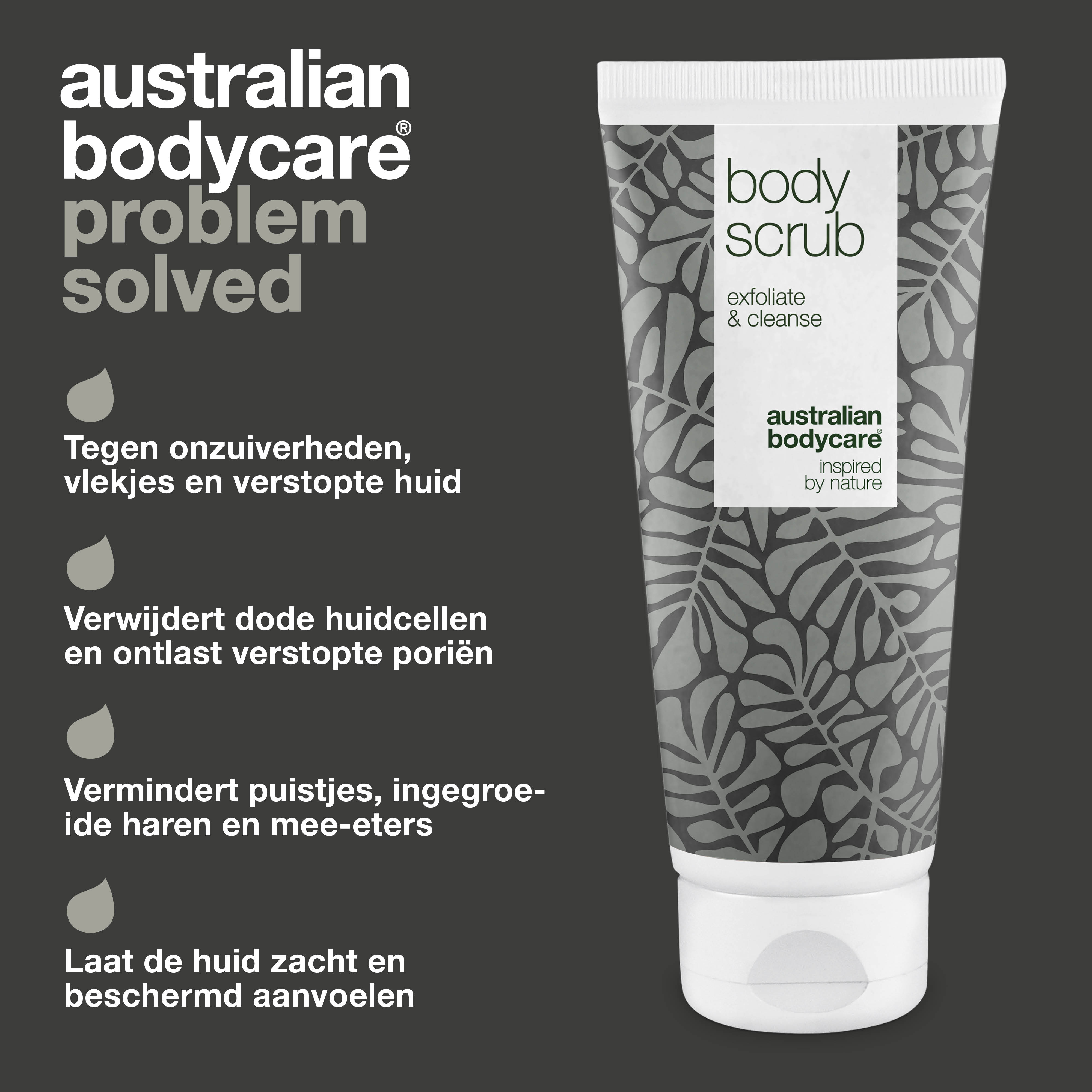 Anti-Puistjes Tea Tree Body Scrub — Diep reinigende lichaamsscrub tegen puistjes en mee-eters
