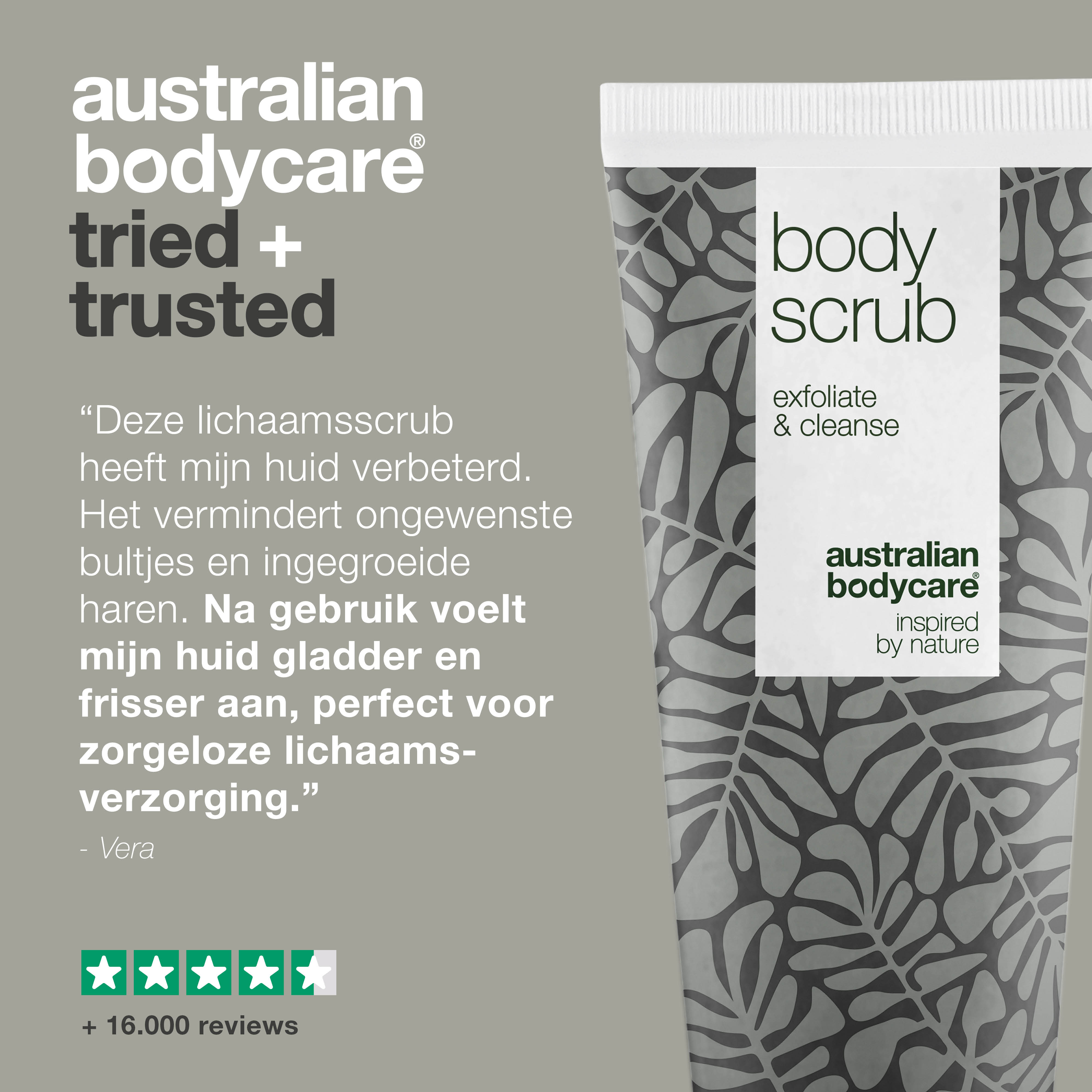 Anti-Puistjes Tea Tree Body Scrub — Diep reinigende lichaamsscrub tegen puistjes en mee-eters