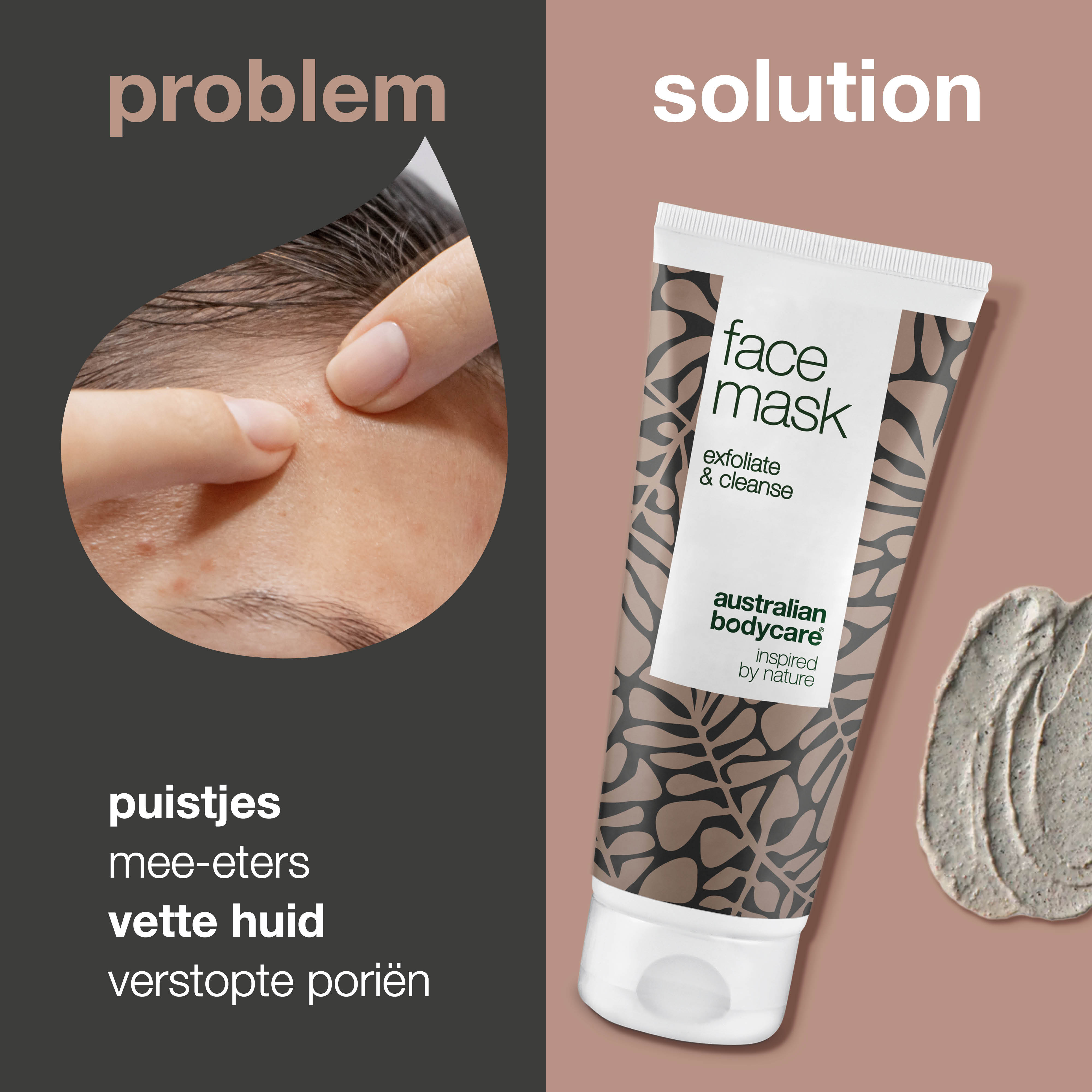 Anti-Puistjes Gezichtsmasker — Kleimasker gezichtsscrub tegen mee-eters en puistjes