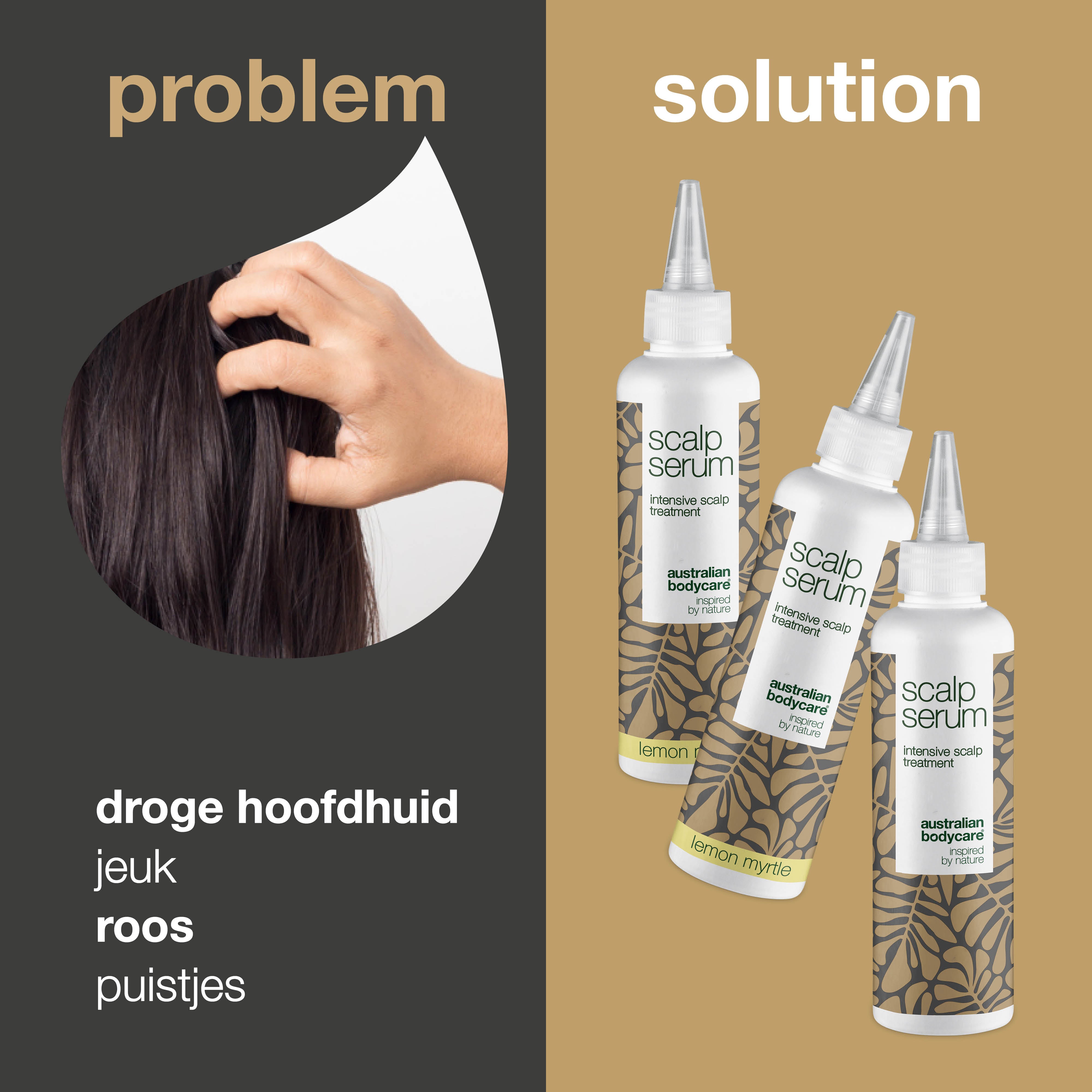 3 voor 2 Scalp Serum hoofdhuidbehandeling 150 ml — Speciale aanbieding met 3 hoofdhuidbehandelingen (150 ml): Tea Tree Olie & Lemon Myrtle