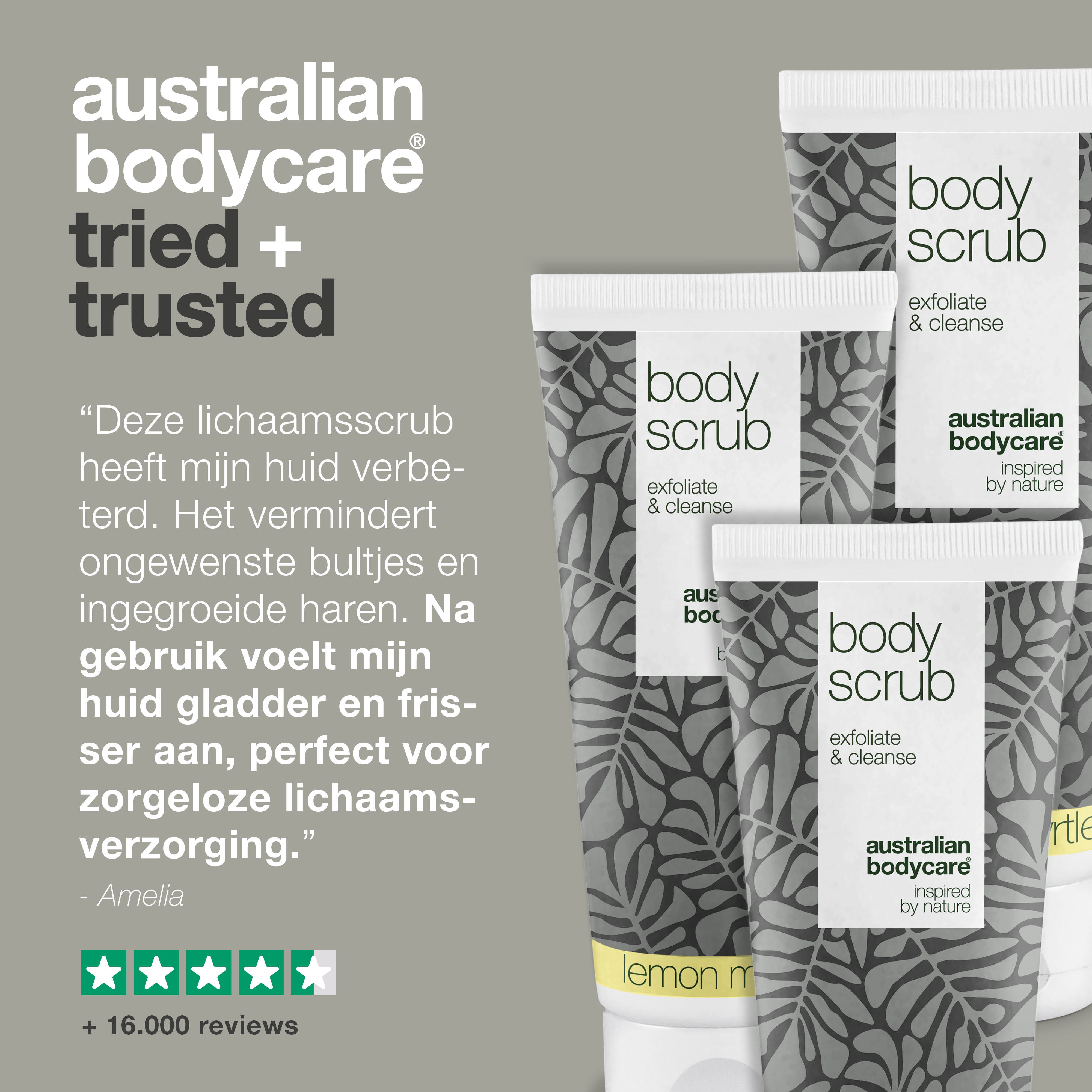 3 Body Scrubs - Voordeelpakket — Voordeelpakket met 3 Body Scrubs (200 ml): Tea Tree Oil & Lemon Myrtle