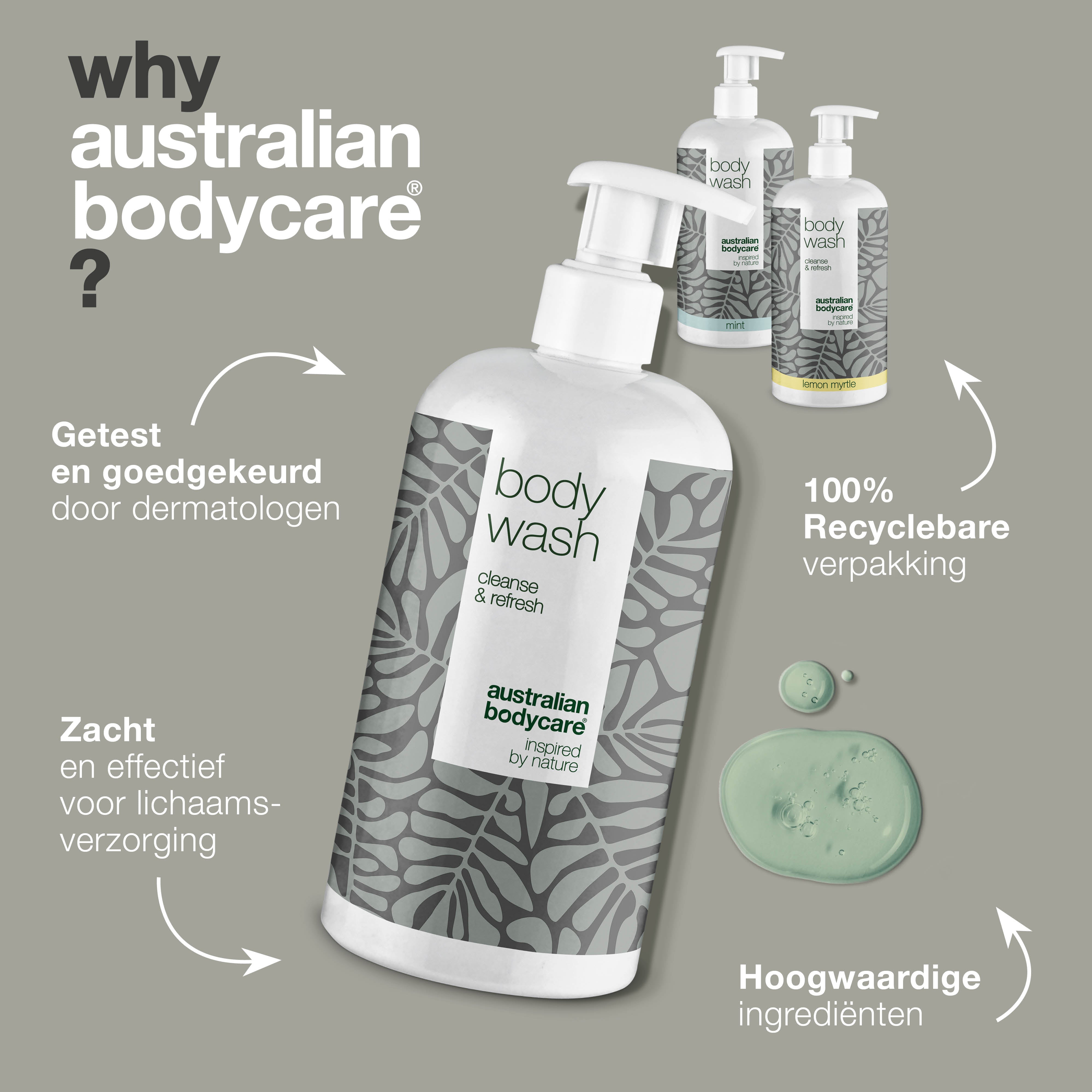 3 Douchegel - pakketaanbieding — Pakketaanbieding met 3 body wash (500 ml): Tea Tree Olie, Lemon Myrtle & Mint