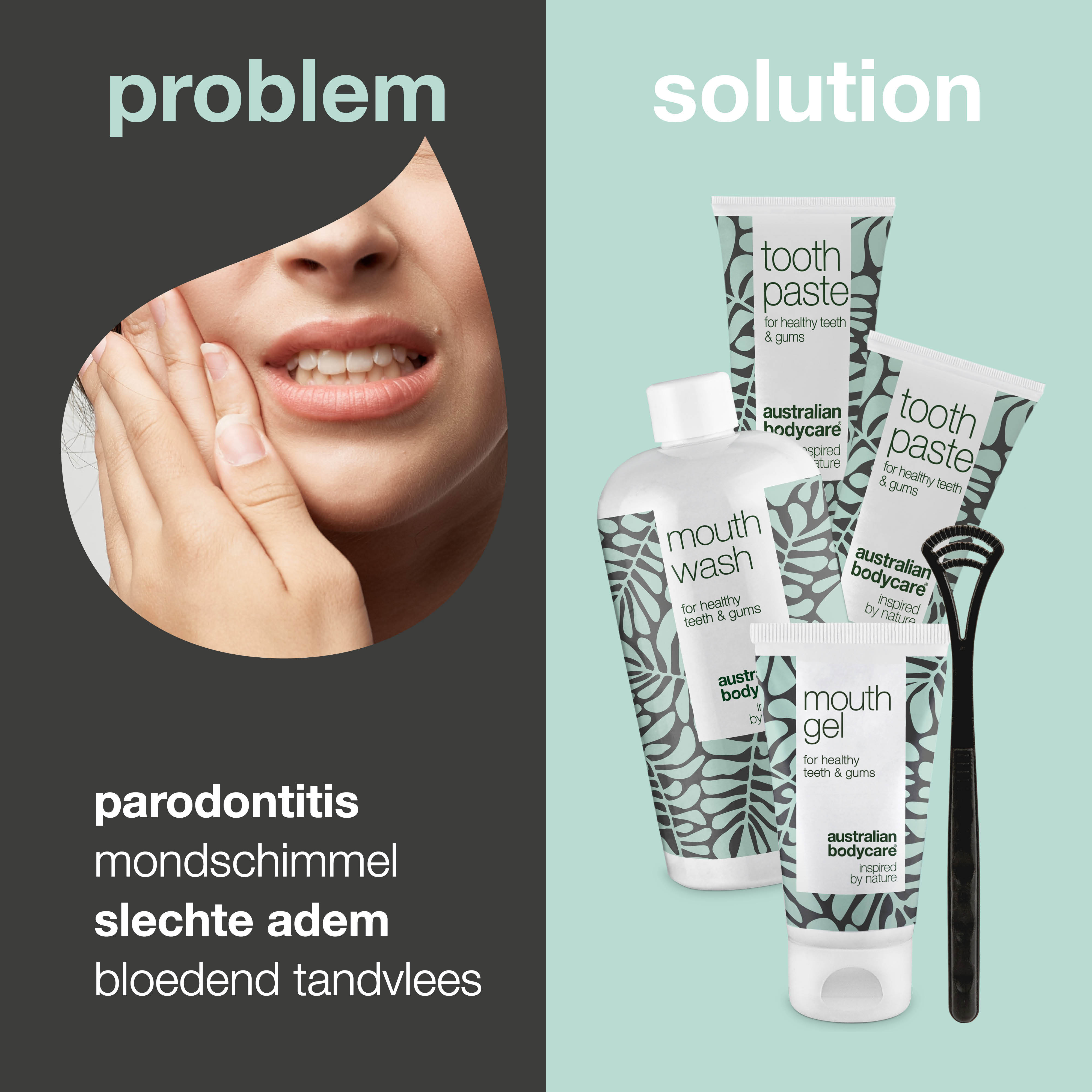 Startpakket - 5 mondproducten — Startpakket voor een goede mondhygiëne en verzorging van parodontitis en schimmel