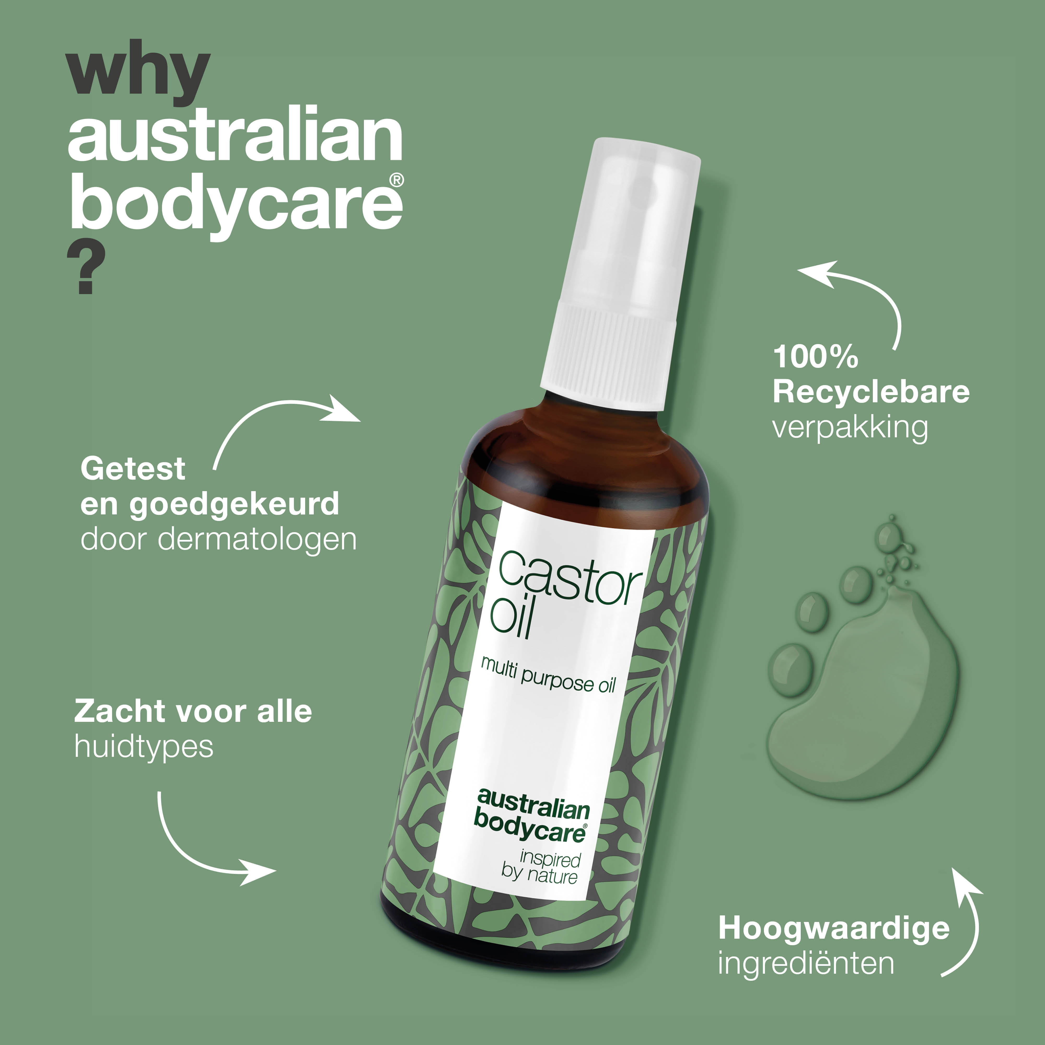 Castor Olie - Multi olie voor haar en huid — Ricinusolie voor droge huid, haar, wenkbrauwen en wimpers