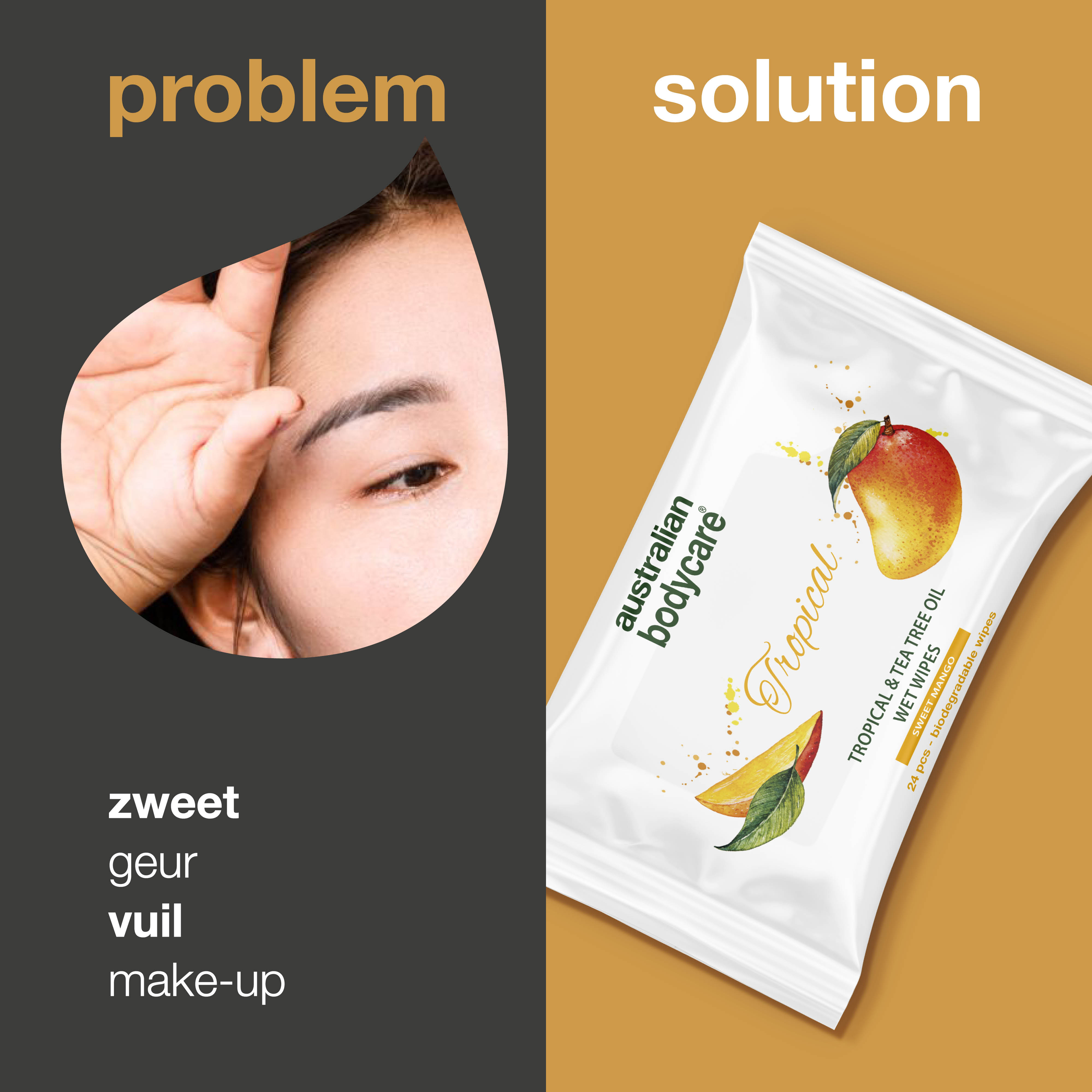 Vochtige doekjes met Mango & Tea Tree Olie 24 stuks — Voor dagelijkse reiniging van lichaam en gezicht