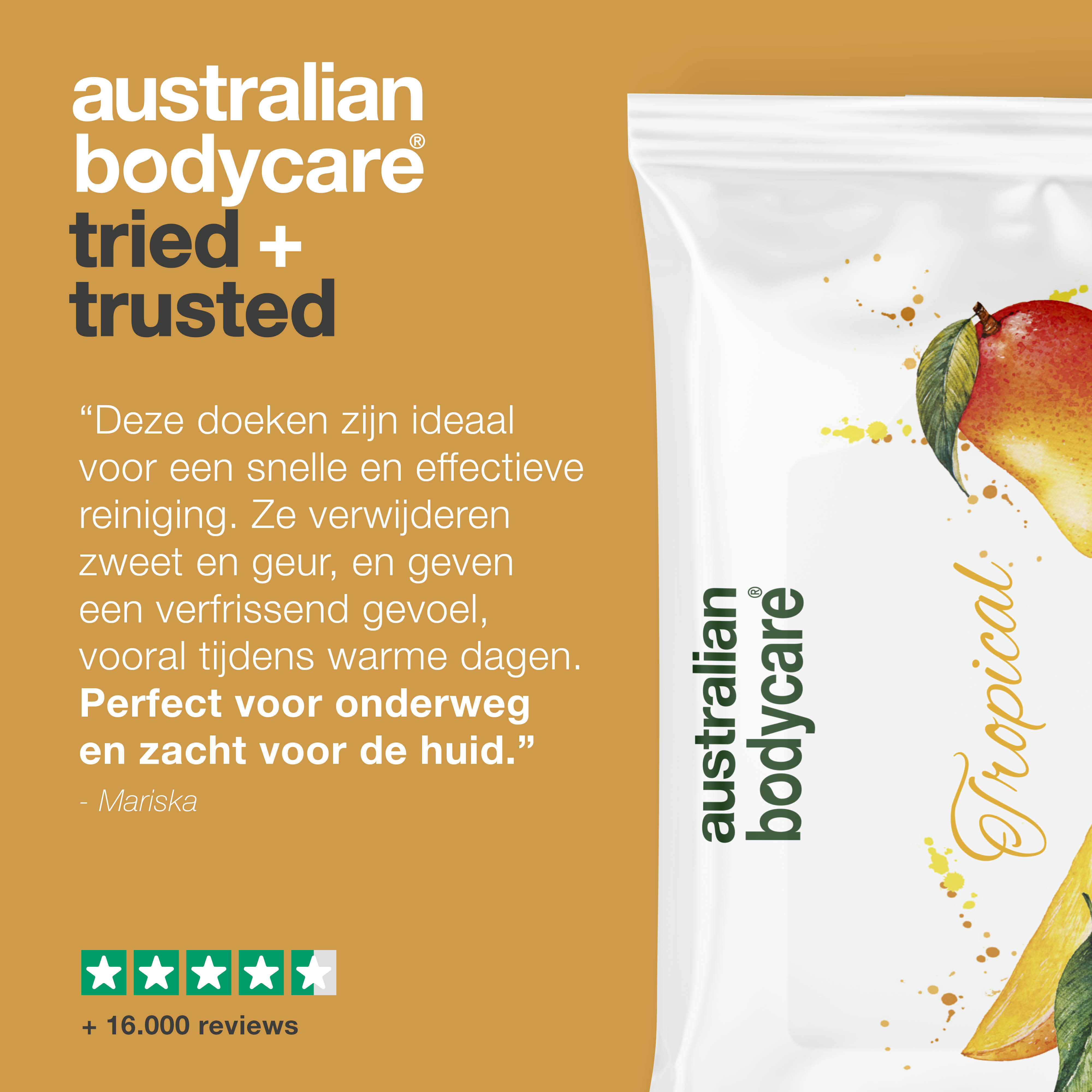 Vochtige doekjes met Mango & Tea Tree Olie 24 stuks — Voor dagelijkse reiniging van lichaam en gezicht