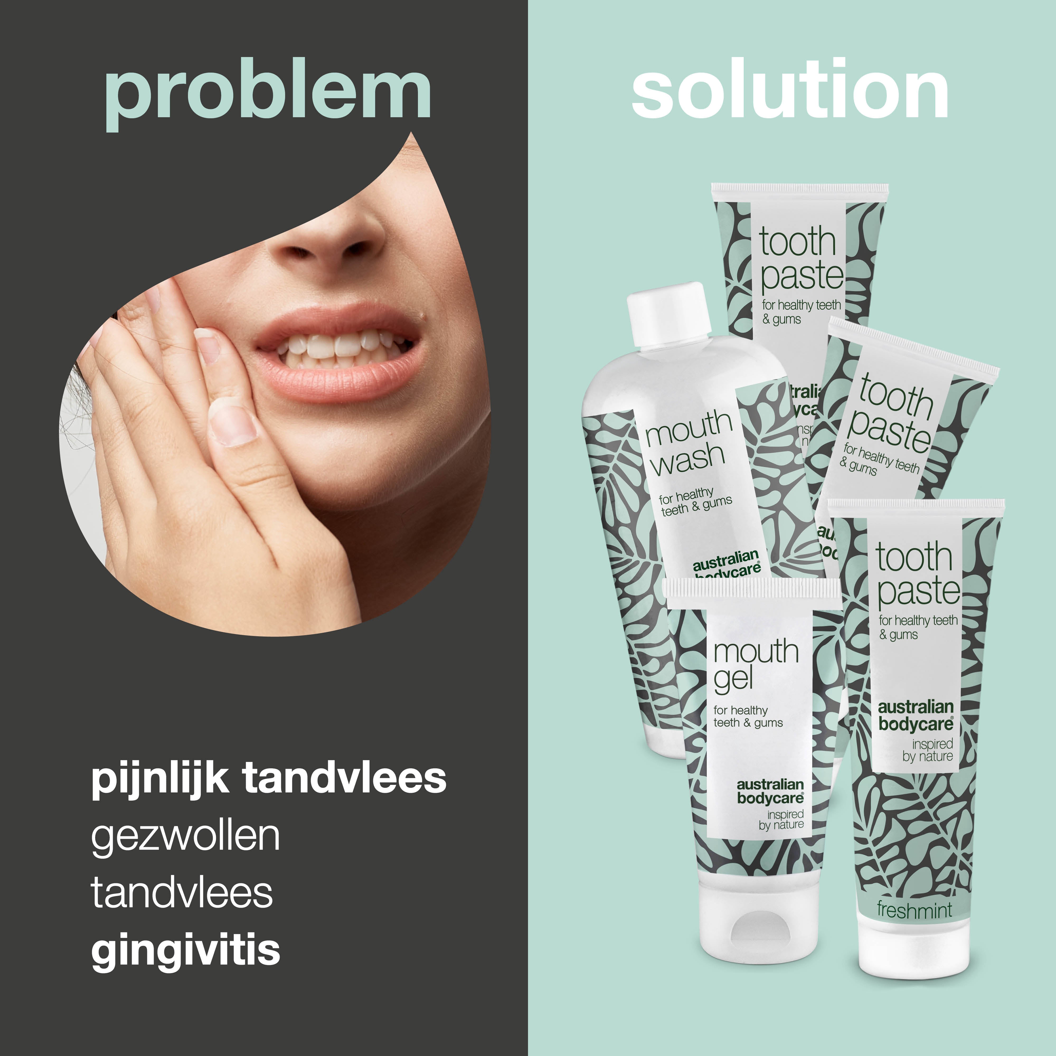 Pakket voor de verzorging van gezwollen tandvlees — 5 producten om gezwollen en pijnlijk tandvlees te verlichten en te voorkomen
