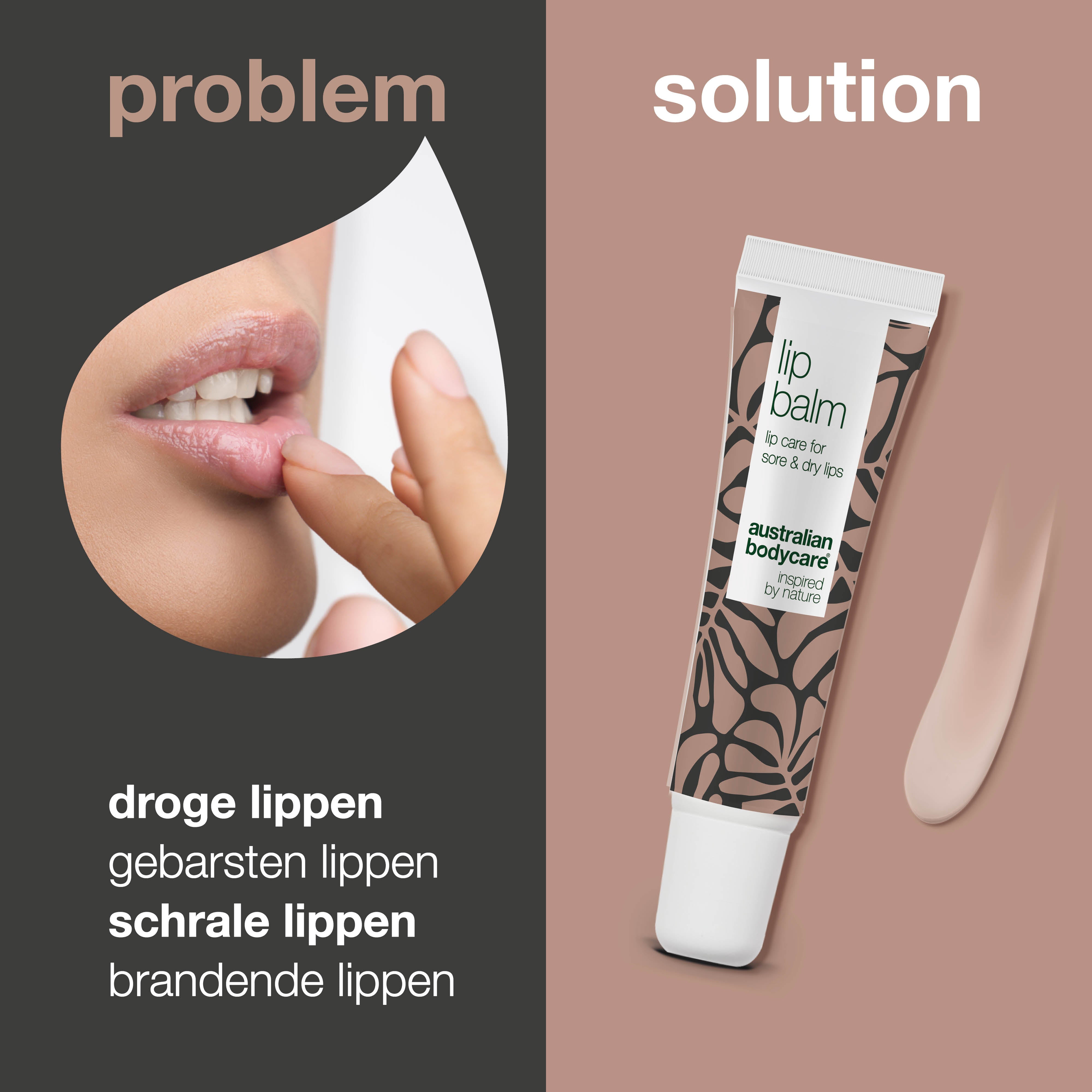 Lippenbalsem voor de verzorging van droge lippen — lippenbalsem met Tea Tree Olie voor droge lippen & verzorging van koortslip