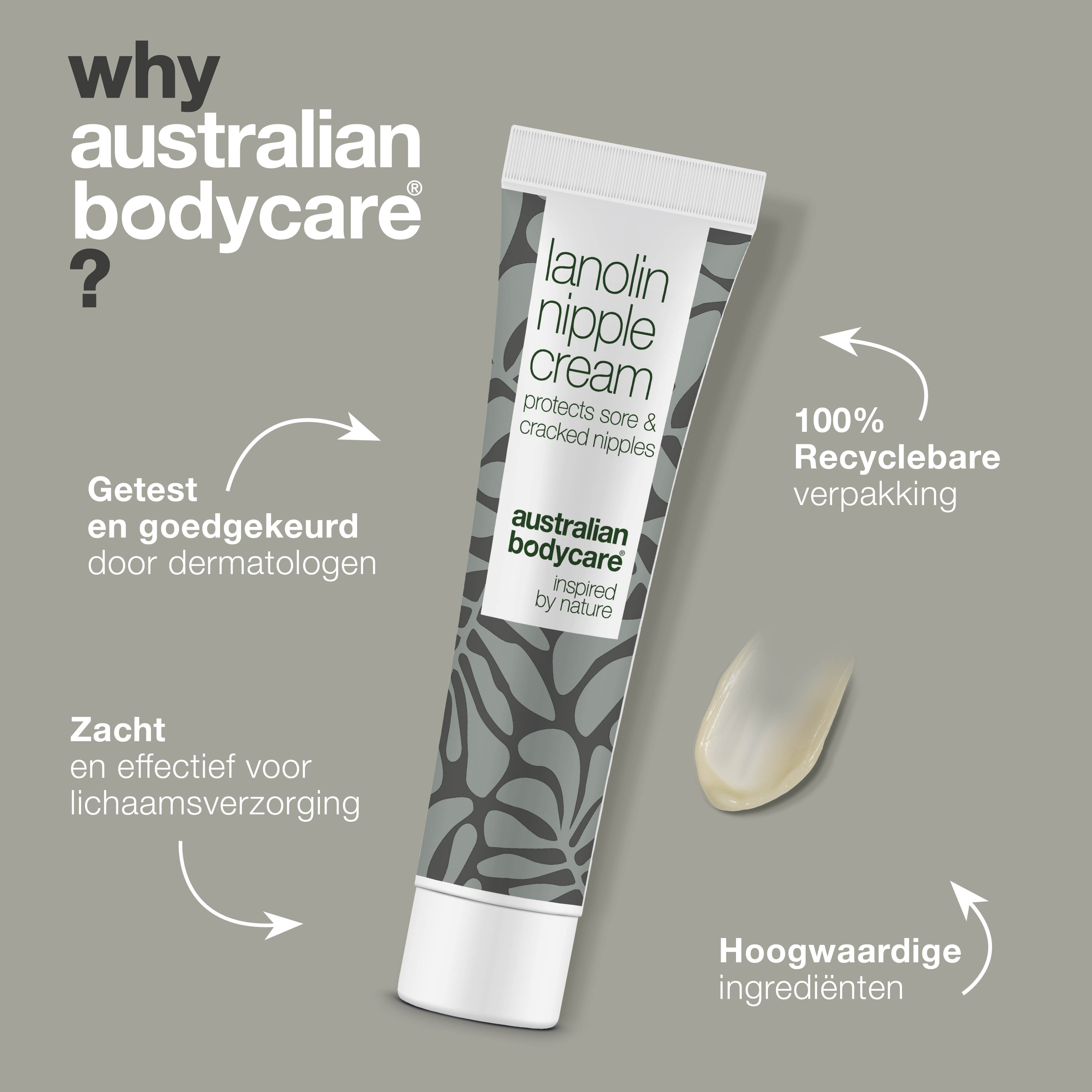 Lanoline Tepelcrème voor Droge en Gevoelige Huid — Bescherm en verzorg gevoelige tepels met lanolinecrème. Verzacht en hydrateert.