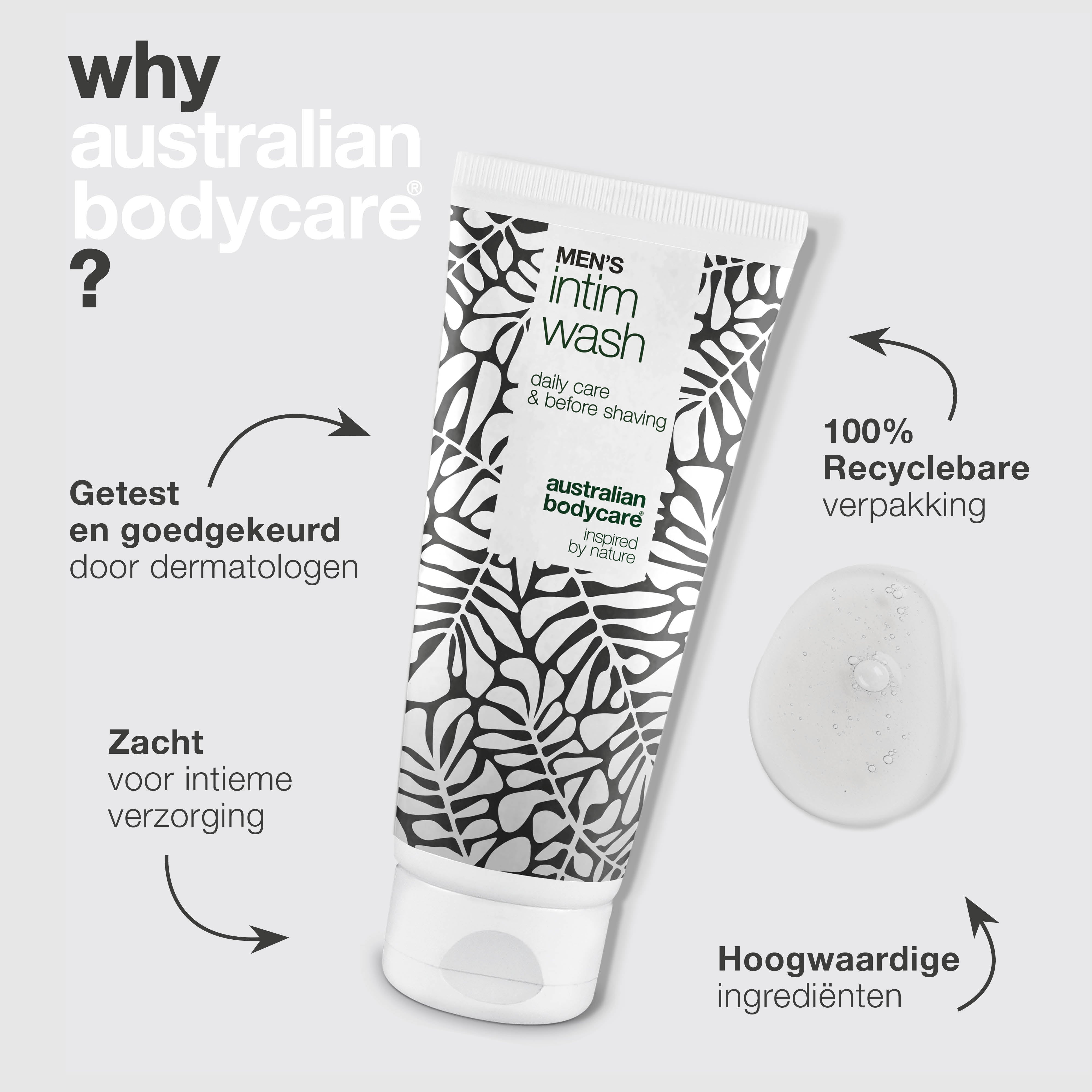 Intieme was voor mannen – Zachte verzorging voor dagelijks gebruik — Effectieve intieme was voor mannen. Helpt irritatie en ongemak te voorkomen. Natuurlijke verzorging voor een gezonde, schone huid.