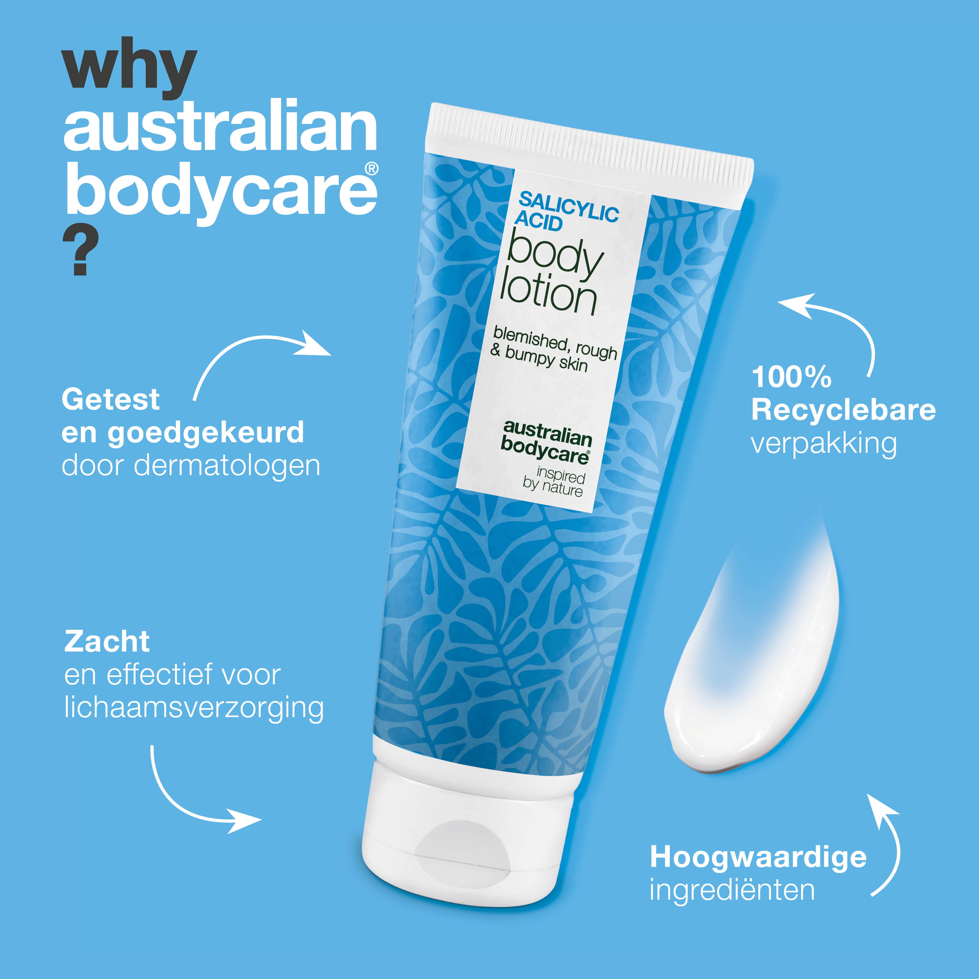 Body Lotion met salicylzuur – tegen onzuiverheden en droge huid —  Body Lotion met salicylzuur exfolieert, hydrateert en helpt bij onzuiverheden, ruwe en droge huid. Perfect voor dagelijks gebruik.