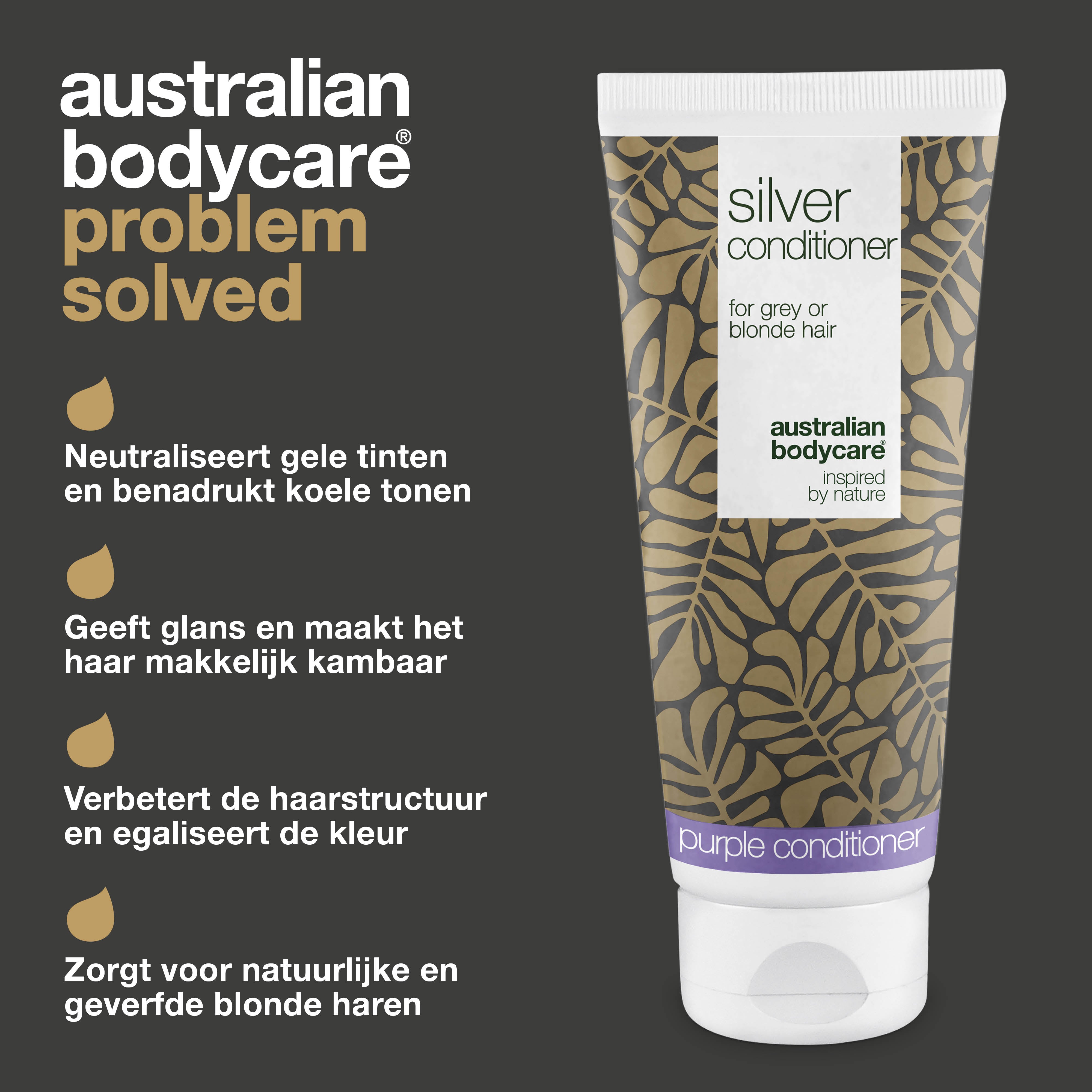 Silver Conditioner voor grijs en blond haar – Weg met geel — Conditioner met violette pigmenten neutraliseert geel in grijs en blond haar. Voedt, verzacht en geeft een prachtige koele glans.