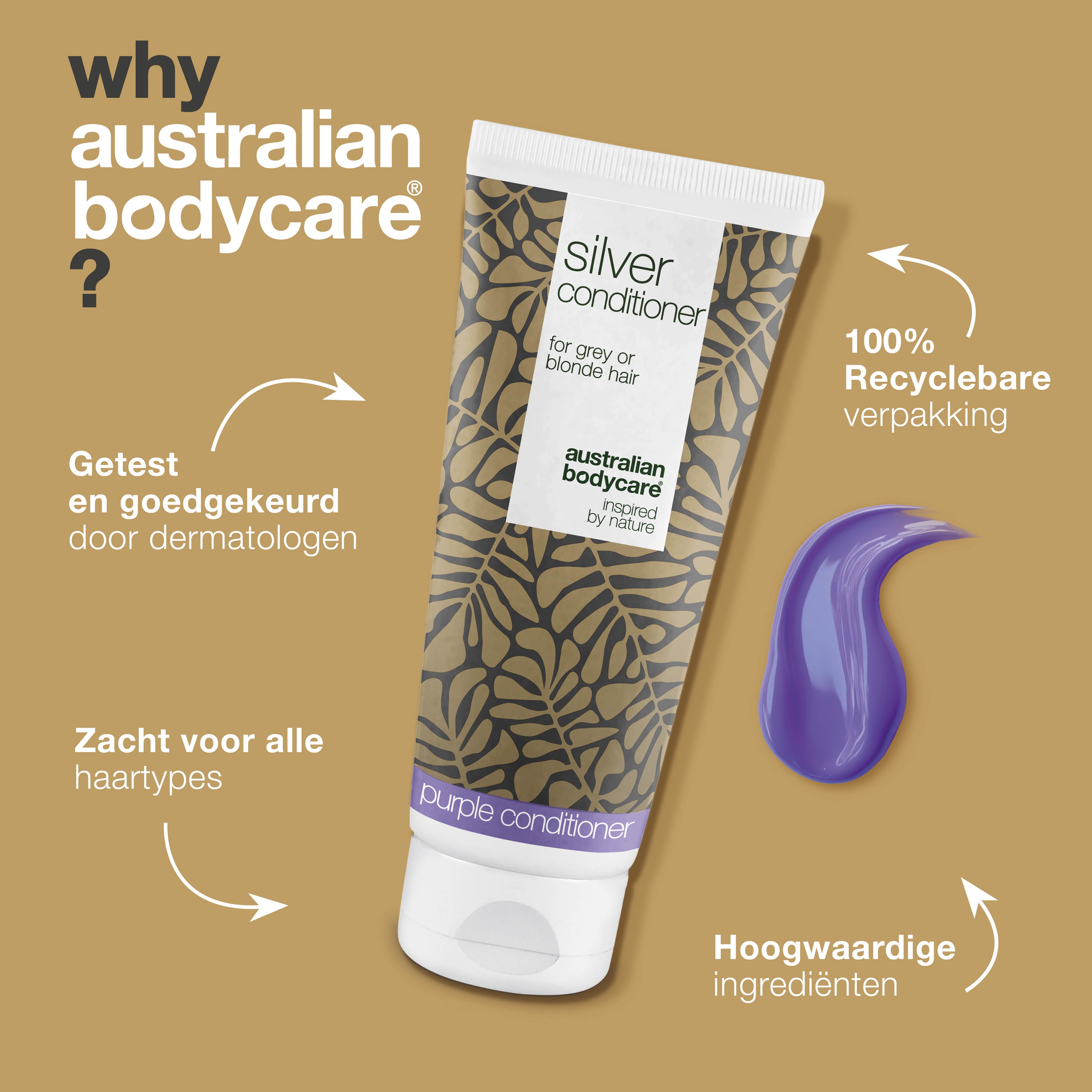 Silver Conditioner voor grijs en blond haar – Weg met geel — Conditioner met violette pigmenten neutraliseert geel in grijs en blond haar. Voedt, verzacht en geeft een prachtige koele glans.