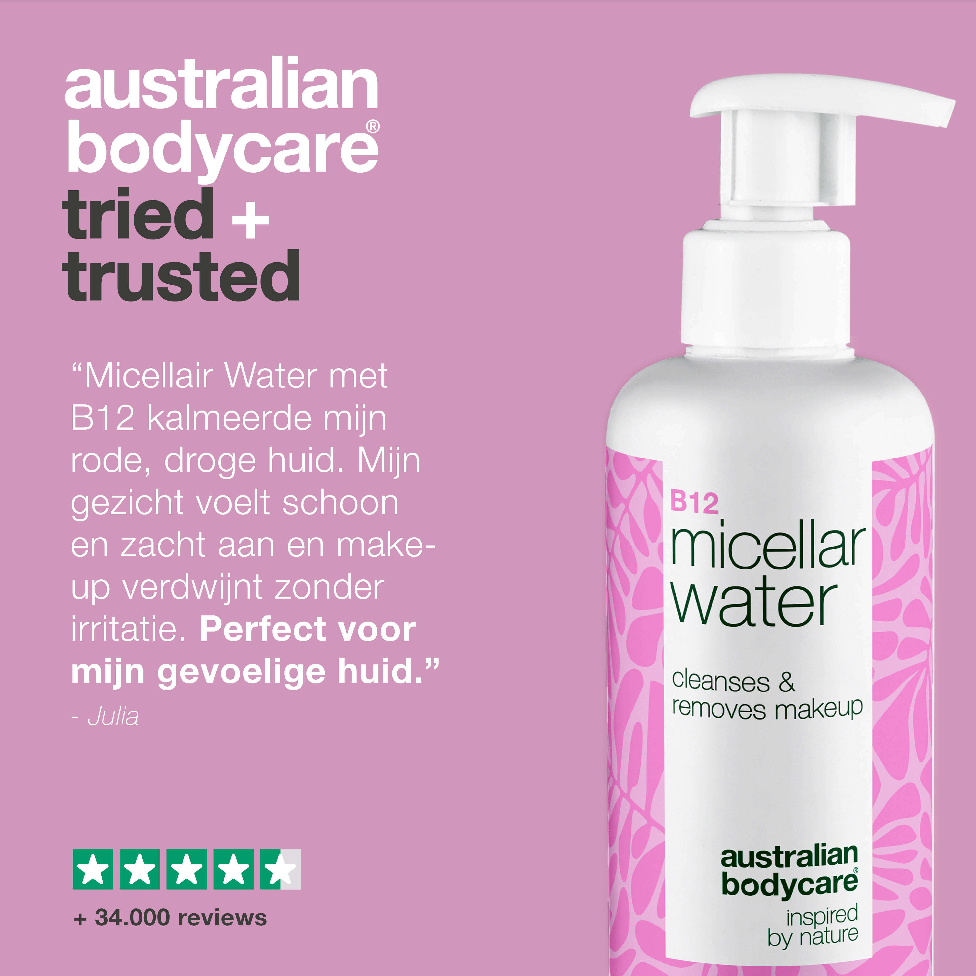 Micellair Water met B12 voor de droge of gevoelige huid. Reinigt zonder uitdroging. Met Vitamine B12, Niacinamide, Glycerine en Propanediol.