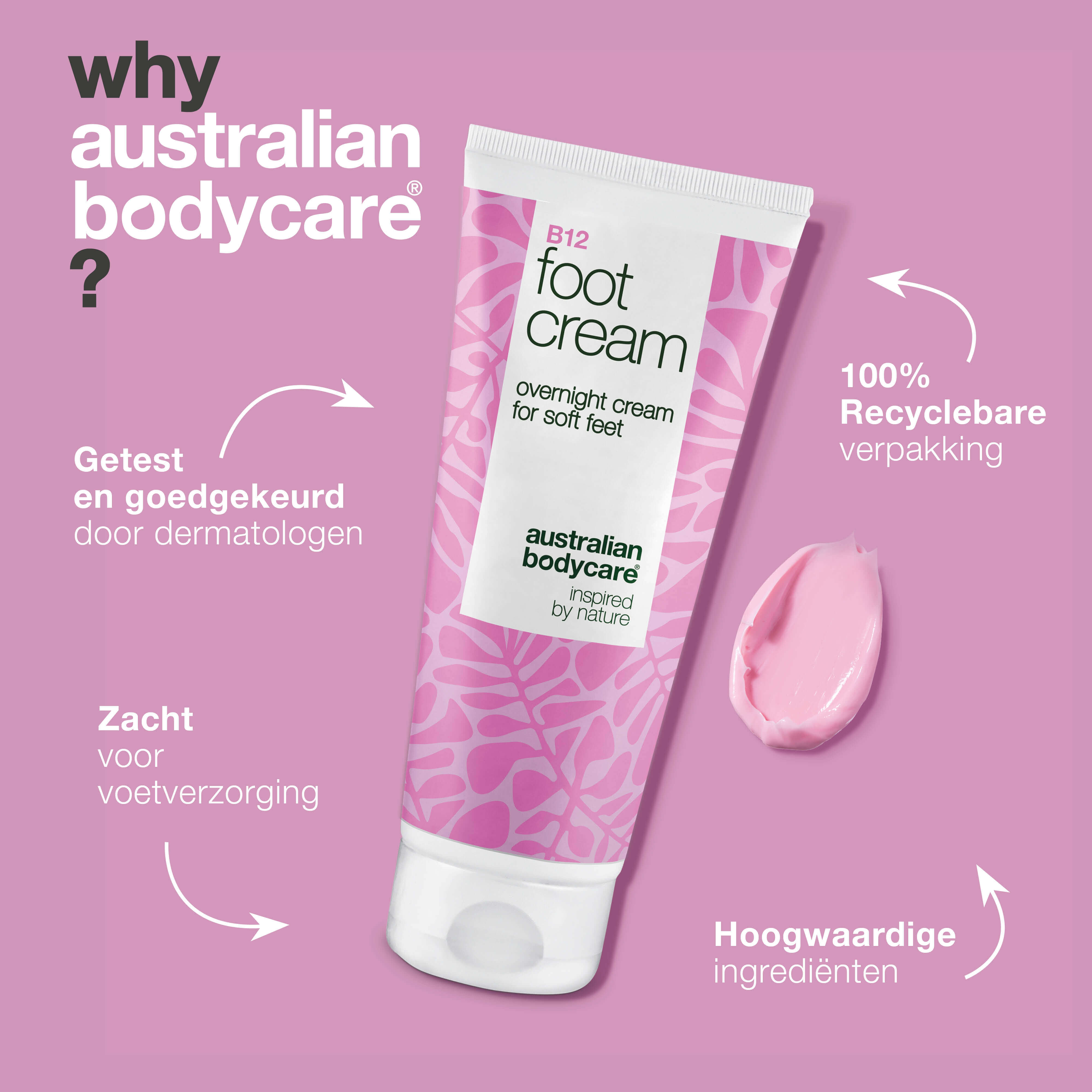 Voetcrème met B12-vitamine – verzacht en hydrateert — Voetcrème met B12-vitamine en 10% ureum voor droge voeten. Hydrateert en verzacht de huid. Perfect als nachtcrème of na een voetenbad.