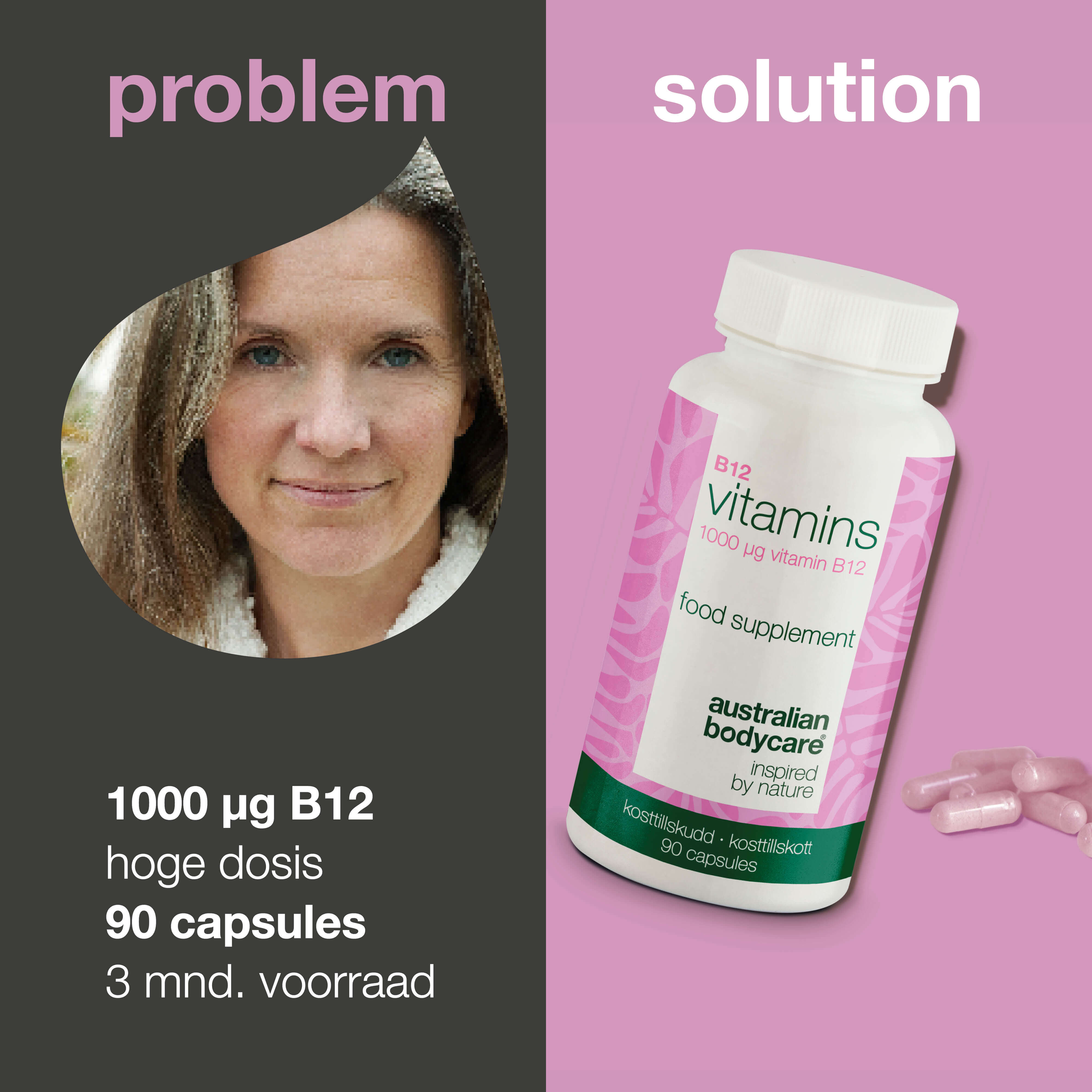 Vitamine B12 Voedingssupplementen– 90 Vegan Capsules, 1000 µg — Vitamine B12 met 1000 µg per capsule. 90 vegan capsules – ideaal voor 90 dagen. Ondersteunt energie en een plantaardig voedingspatroon.