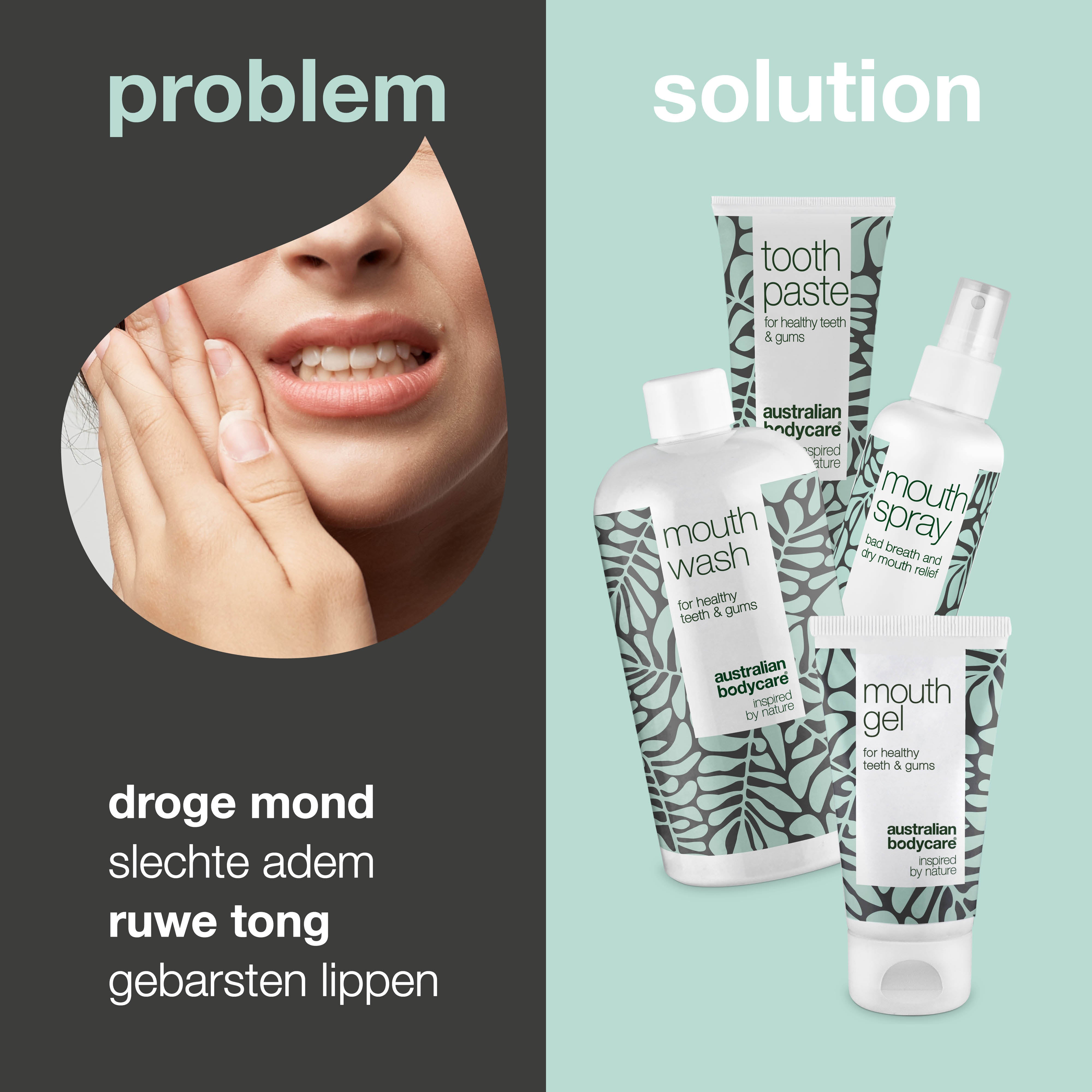 Pakket met 4 producten voor een droge mond — 4 hydraterende producten voor de verzorging van een droge mond