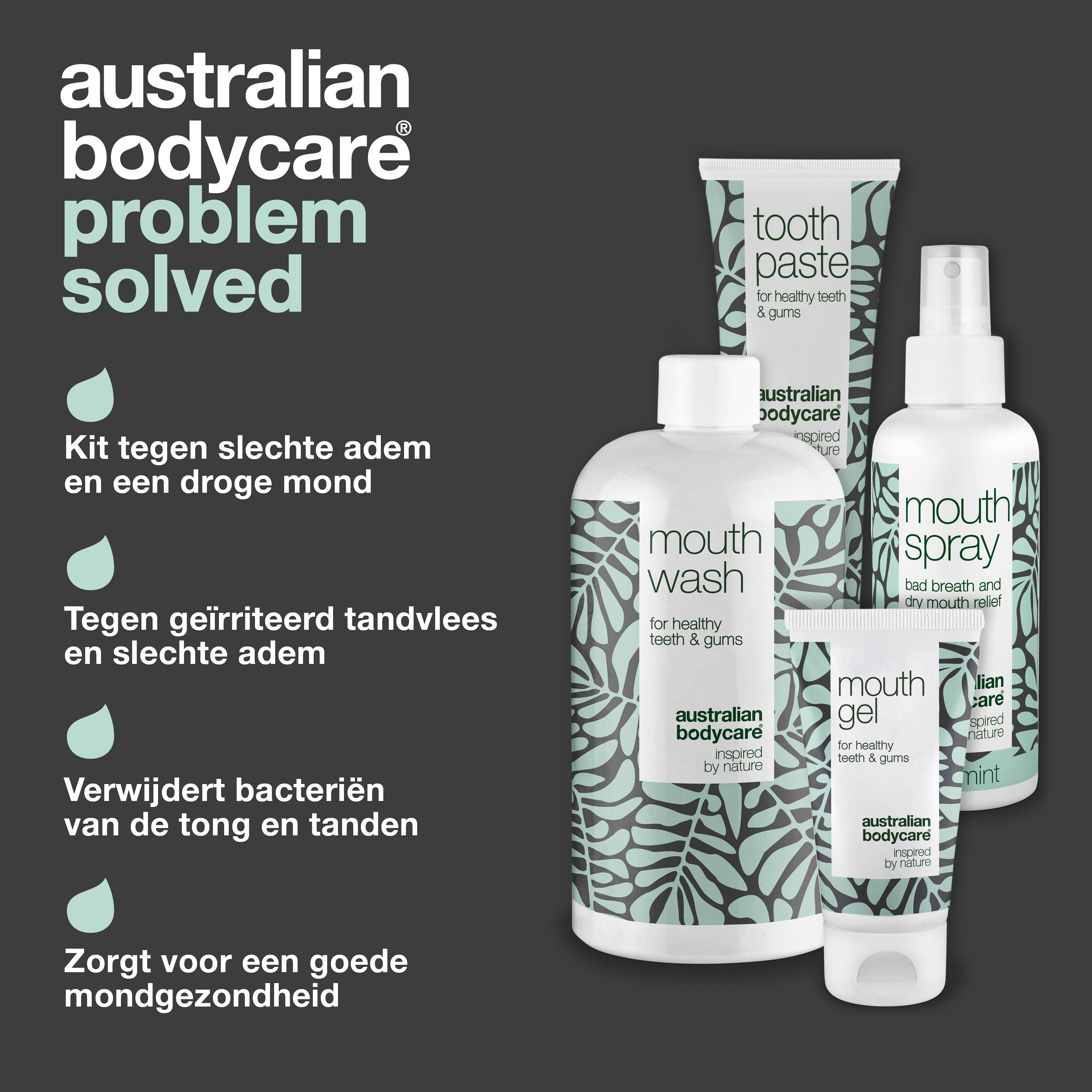 Pakket met 4 producten voor een droge mond — 4 hydraterende producten voor de verzorging van een droge mond