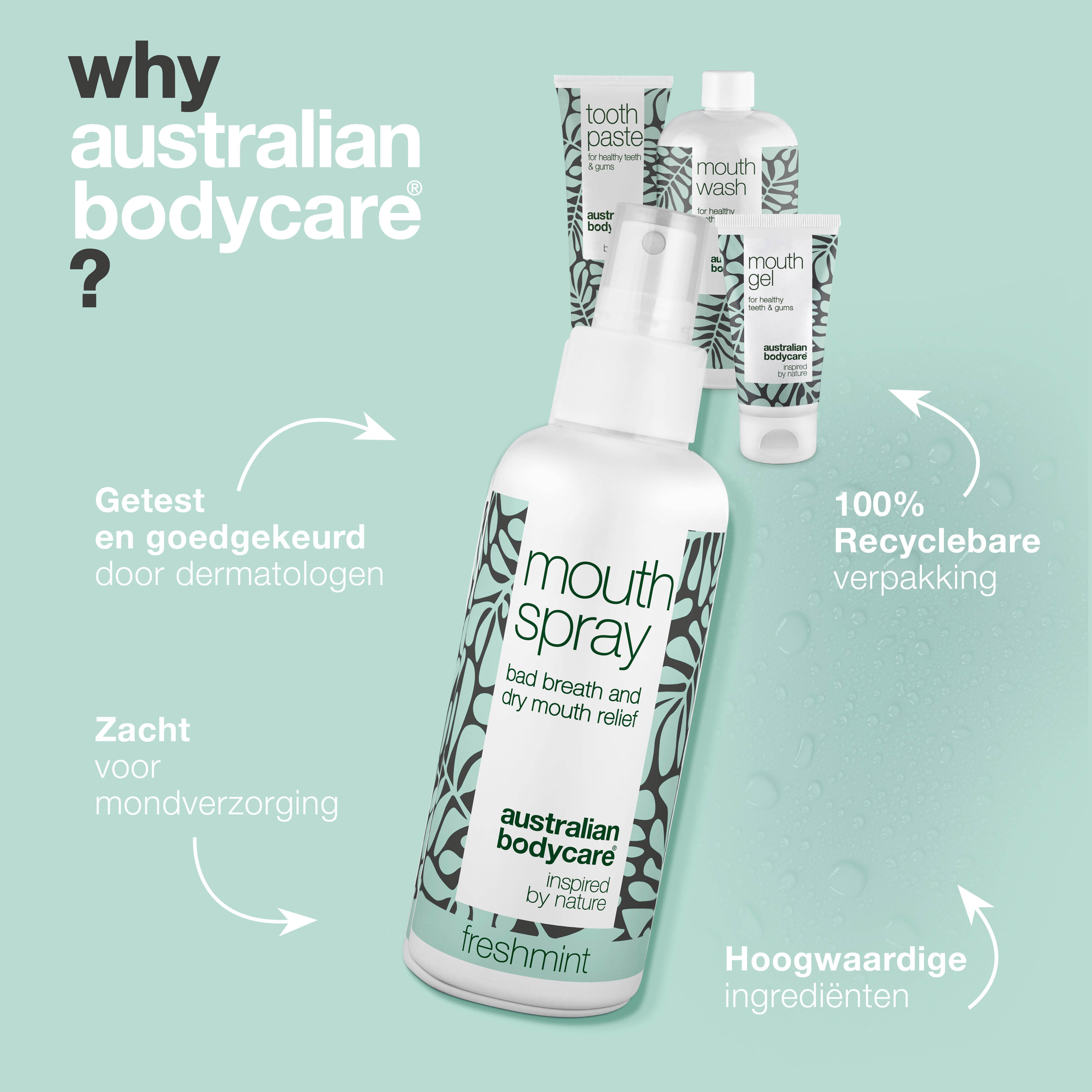 Pakket met 4 producten voor een droge mond — 4 hydraterende producten voor de verzorging van een droge mond