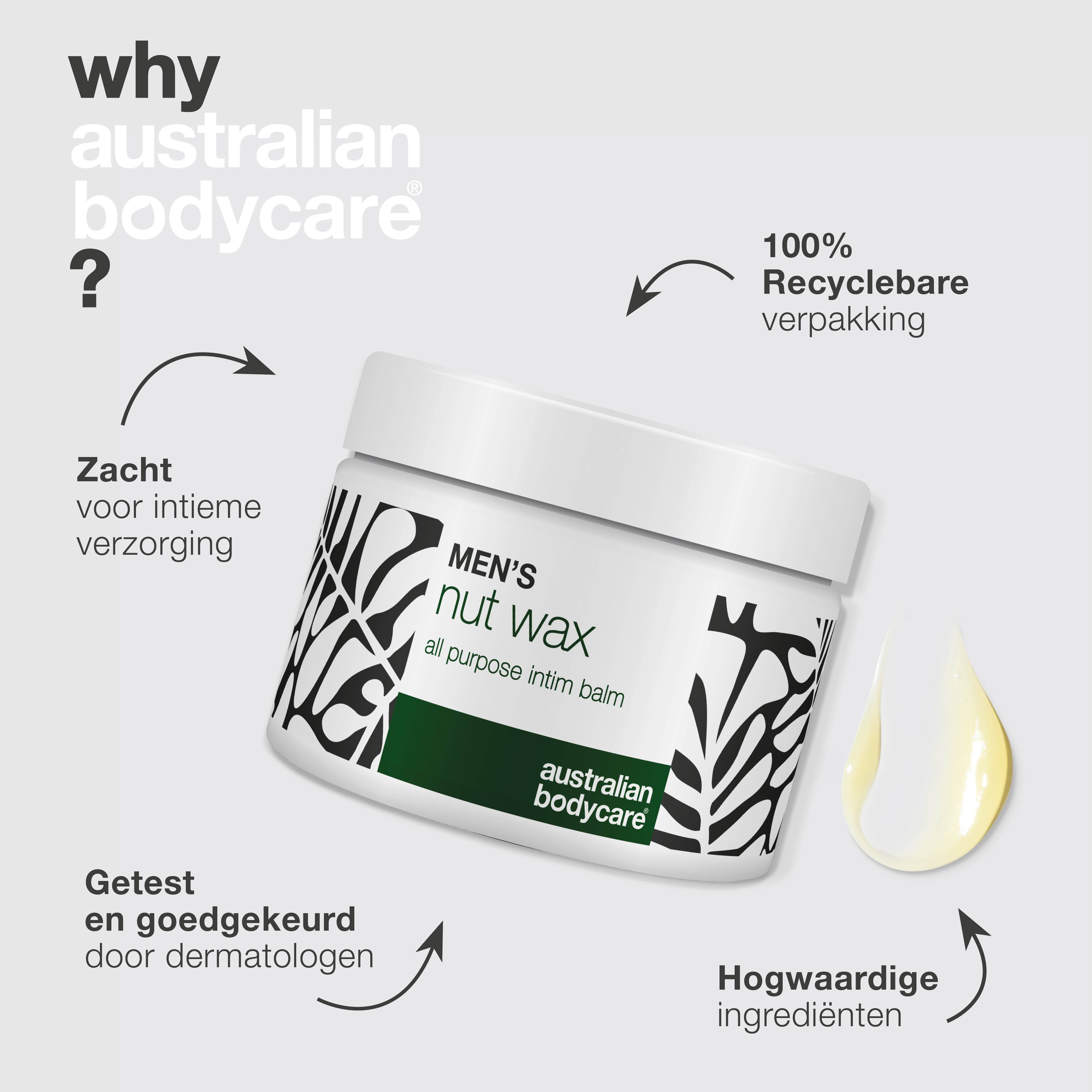 Intiembalsem voor mannen helpt tegen zweet, wrijving en geur rond de ballen. Houdt de huid droog, fris en soepel met sheaboter, squalane en bisabolol.