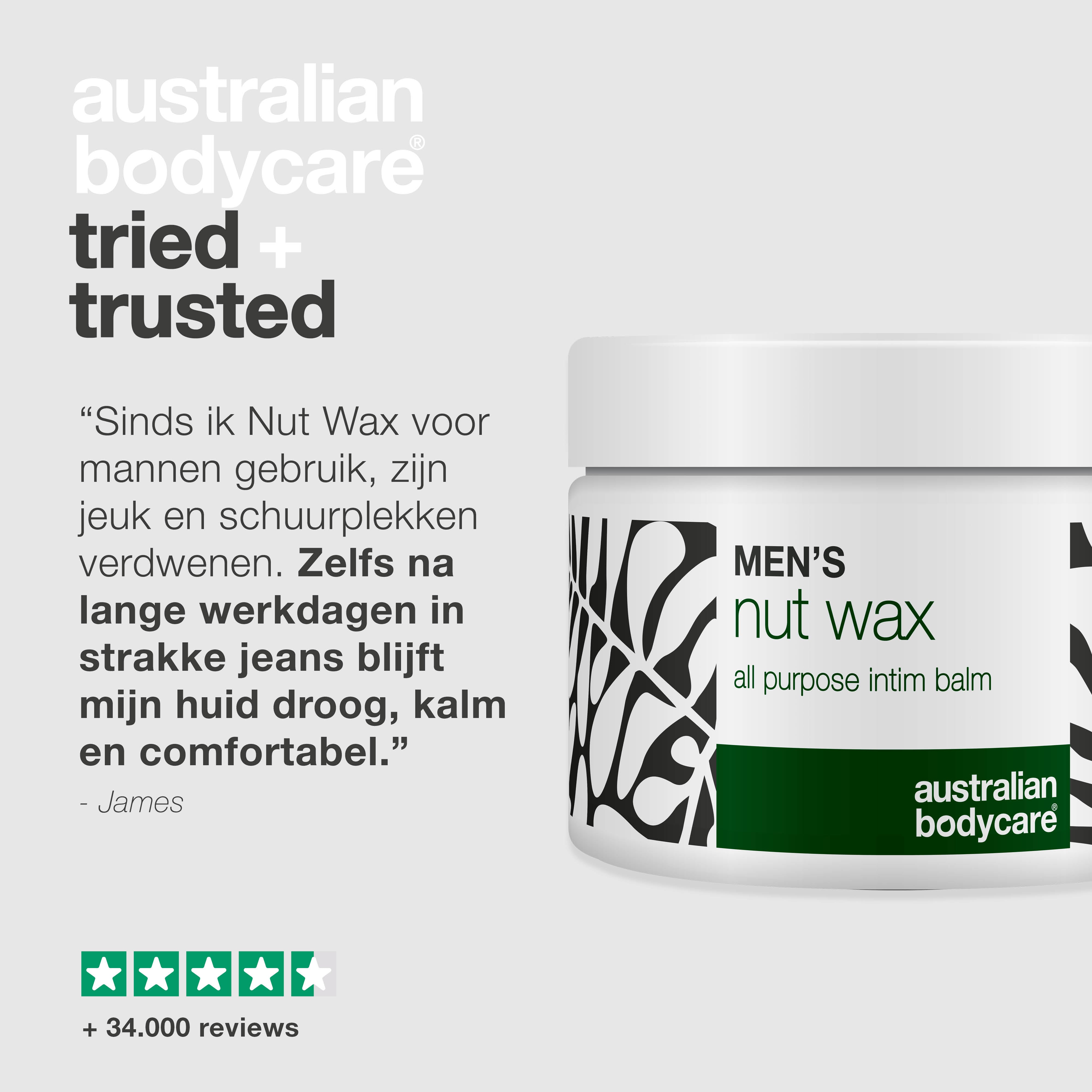 Intiembalsem voor mannen helpt tegen zweet, wrijving en geur rond de ballen. Houdt de huid droog, fris en soepel met sheaboter, squalane en bisabolol.