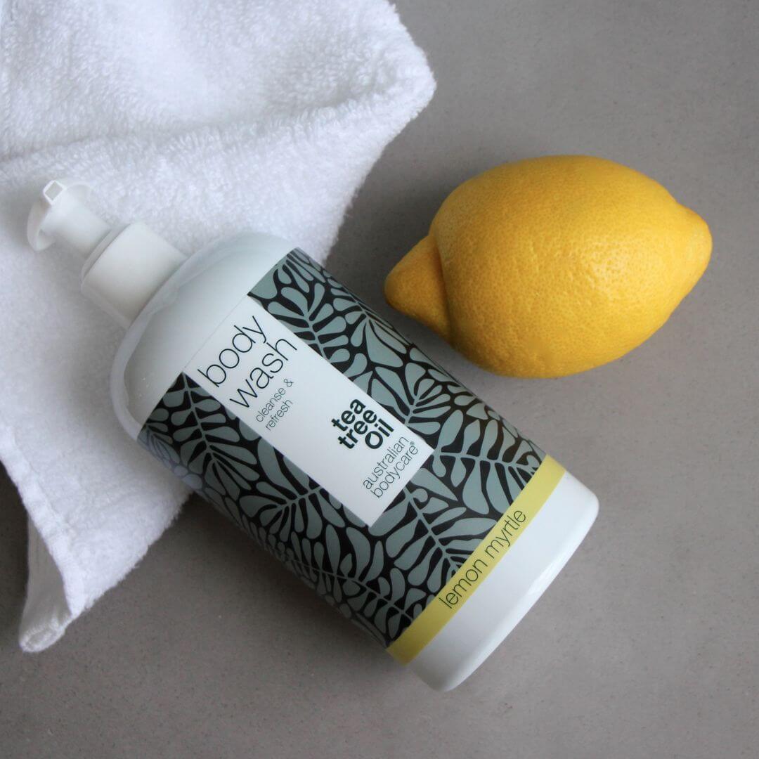 4 Tea Tree Body Wash Lemon Myrthe 500 ml voor de prijs van 3 — pakketaanbieding - Pakketaanbieding met 4 Body Wash (500 ml): Tea Tree Olie Lemon Myrthe