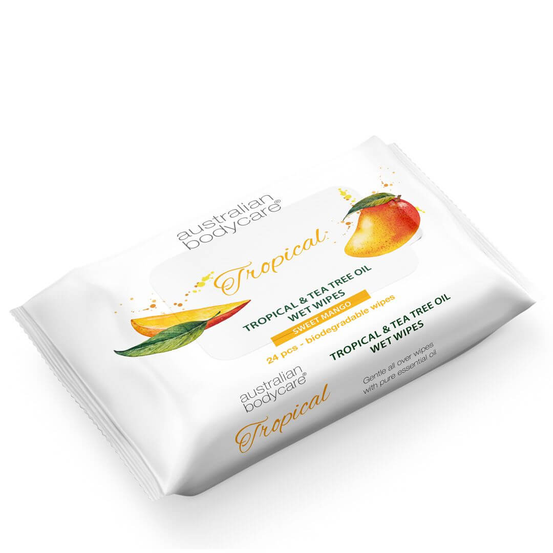 Vochtige doekjes met Mango & Tea Tree Olie 24 stuks - Voor dagelijkse reiniging van lichaam en gezicht