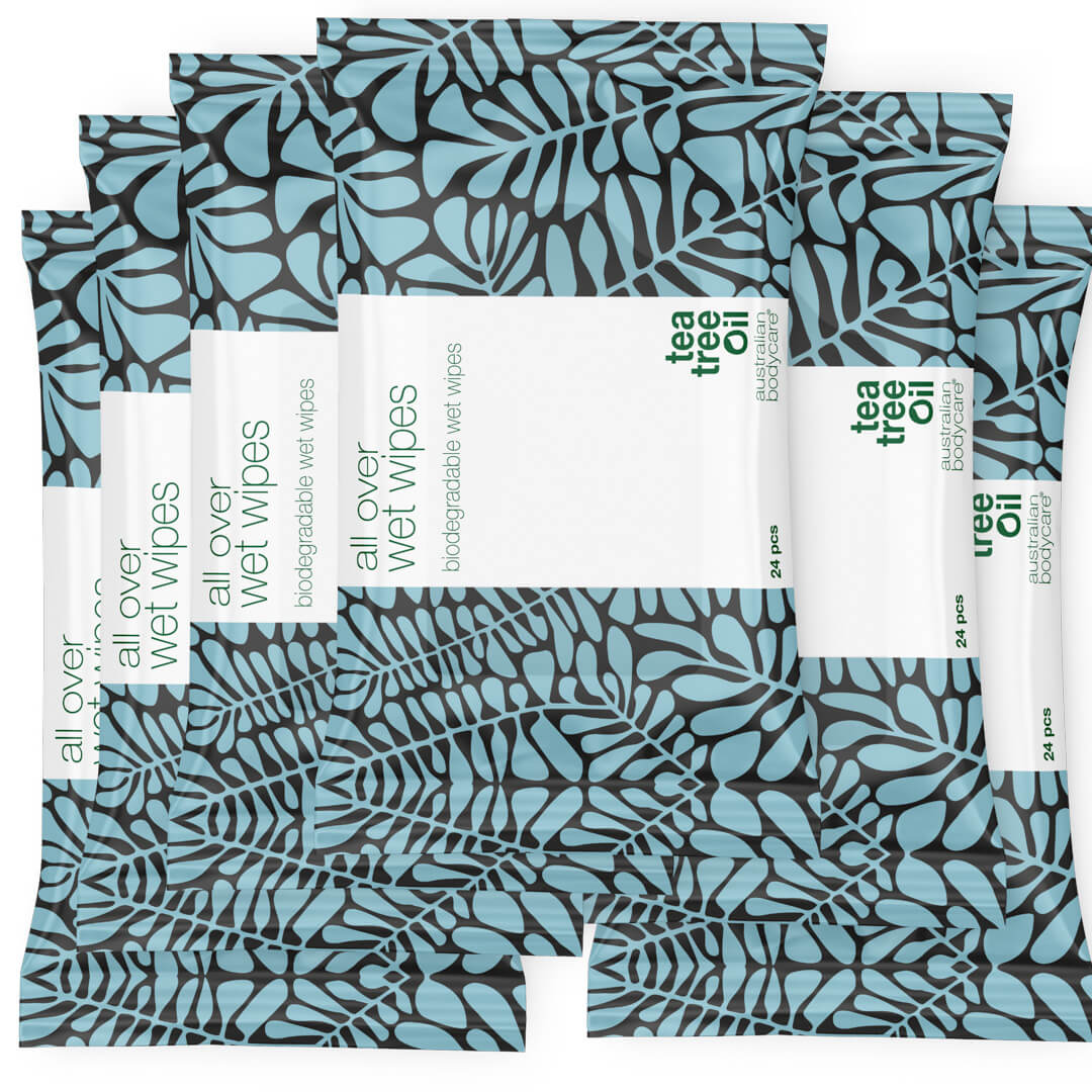 Vochtige doekjes met Tea Tree Olie 24 stuks - Reinigen en verfrissen de huid op het lichaam effectief