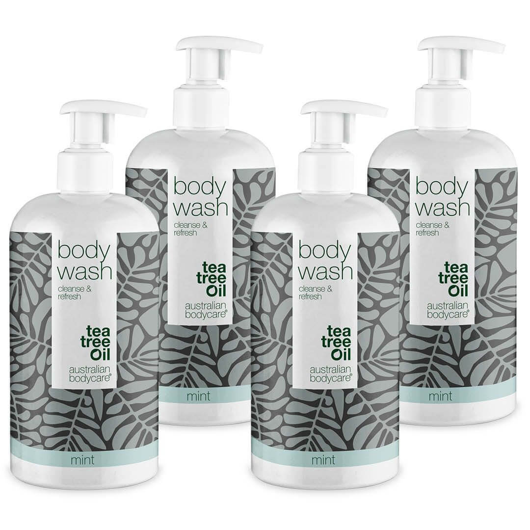 4 Tea Tree Body Wash Mint 500 ml voor de prijs van 3 — pakketaanbieding - Pakketaanbieding met 4 Body Wash (500 ml): Tea Tree Olie Mint
