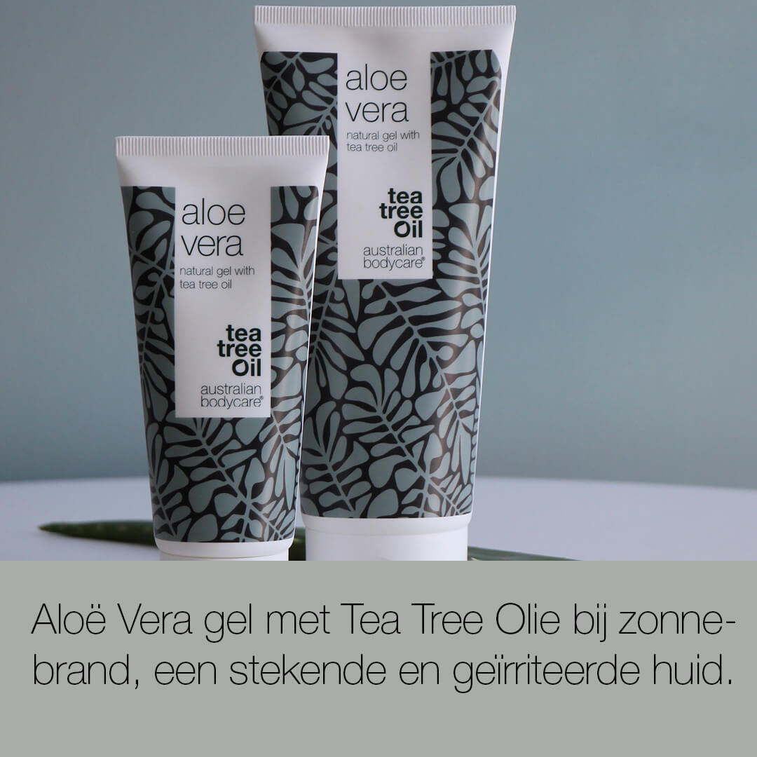 Puur Aloë Vera Gel met Tea Tree Olie - Jeuk verlichtende en verkoelende gel voor de verbrande en geïrriteerde huid en bij kleine wondjes