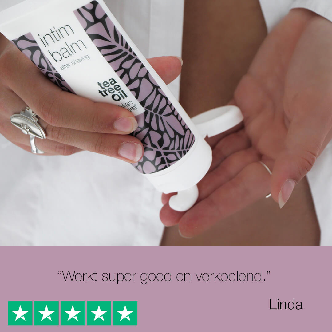 Aftershave voor de intieme zone - Tegen scheerirritatie, ingegroeide haren, ontstoken haarzakjes een branderige huid, jeuk en rode scheerbultjes.
