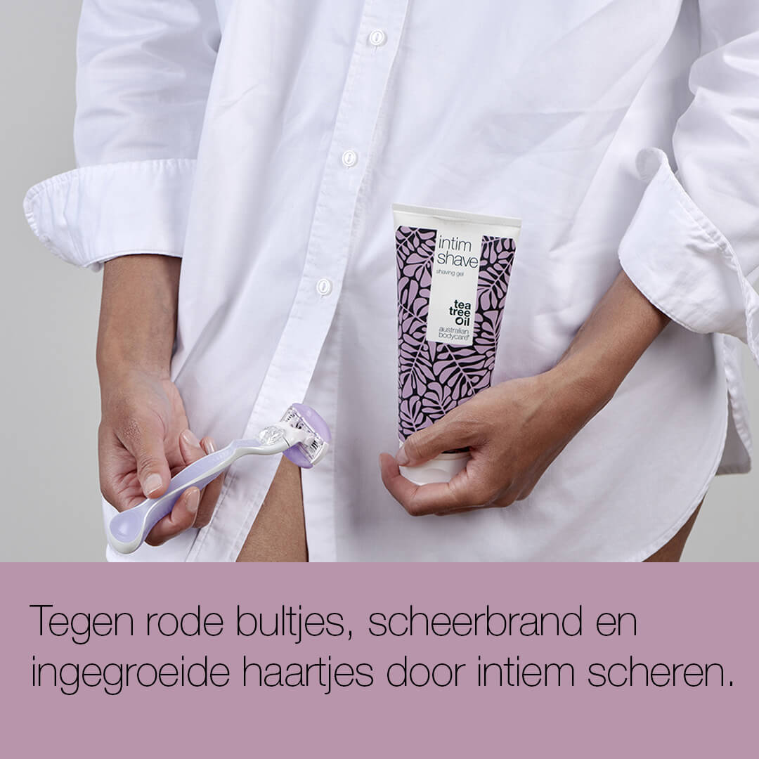 Scheergel voor de intieme zone - Tegen scheerirritatie, ingegroeide haren, ontstoken haarzakjes, jeuk en rode scheerbultjes.