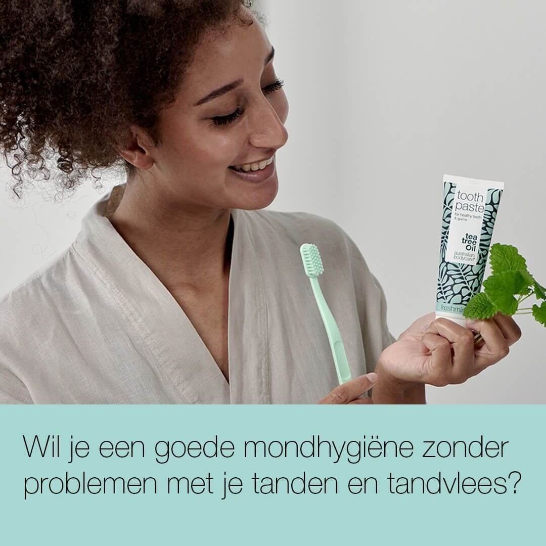 Mondverzorgingspakket met 4 producten met Tea Tree Oil — Voor dagelijkse verzorging bij mondschimmel, parodontitis en ontstoken tandvlees