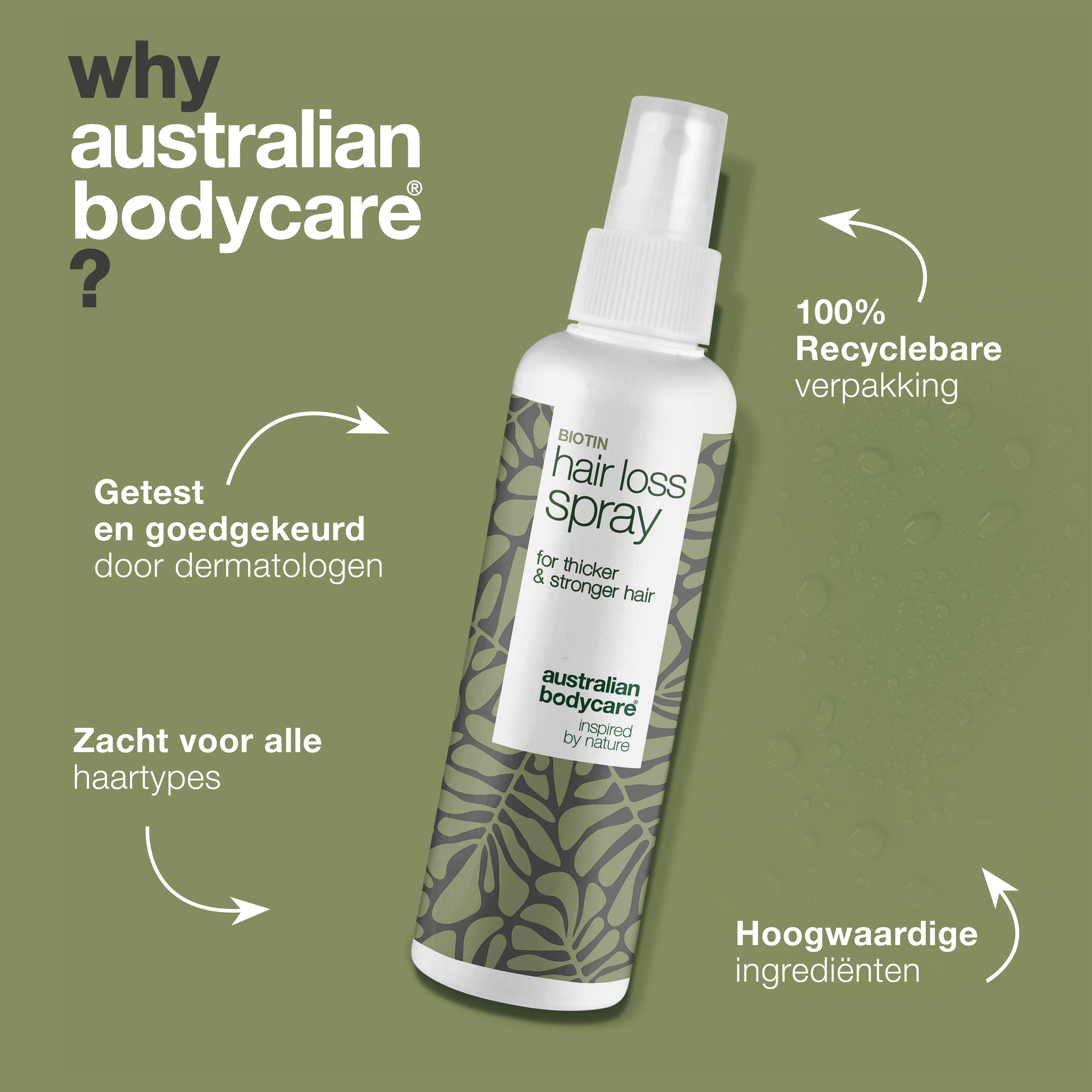 Haaruitval Spray — Spray om het haar te beschermen - goed voor dun haar en bij haaruitval
