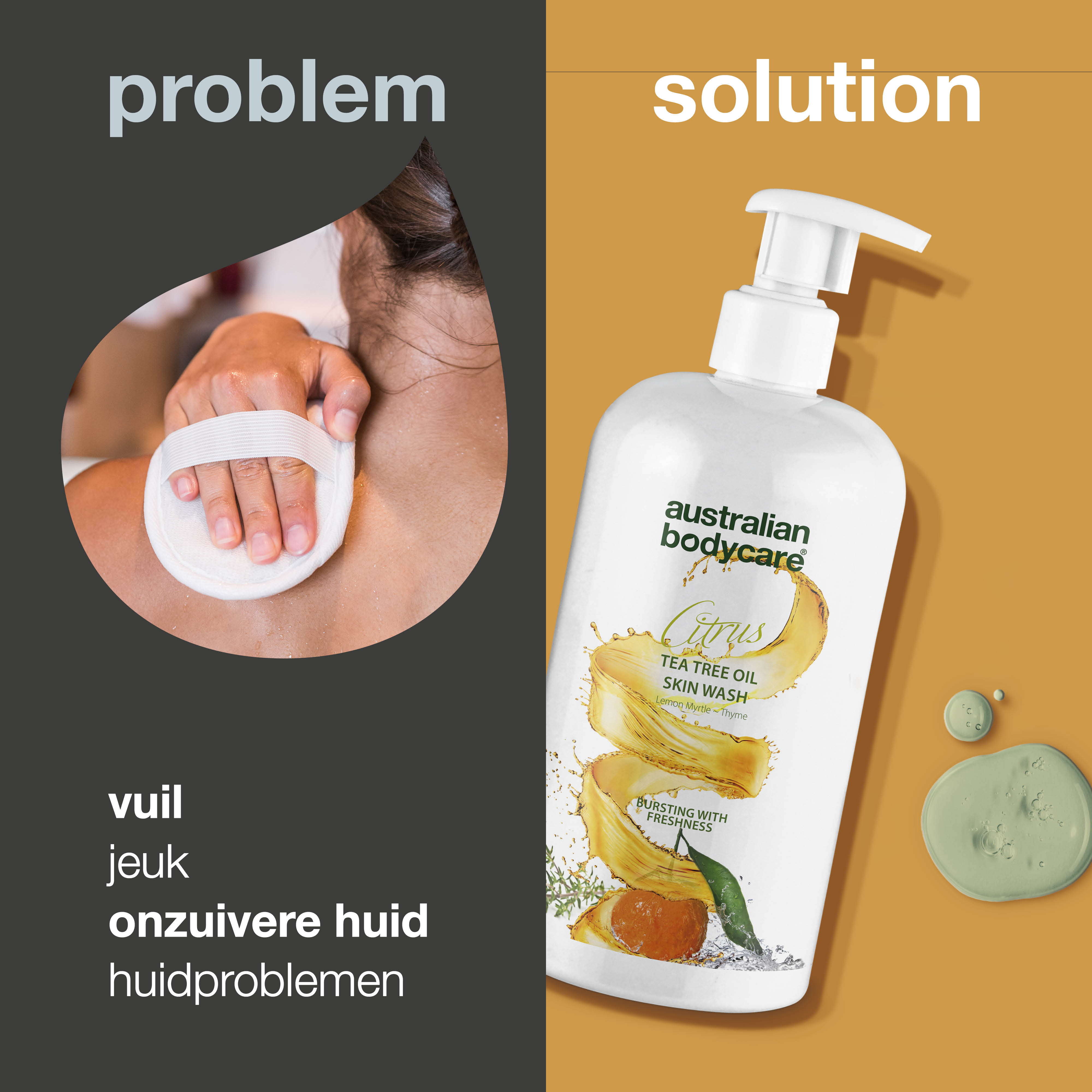 Professionele Citrus Skin Wash — Professionele body wash met Teatree Olie en citrus voor dagelijks gebruik