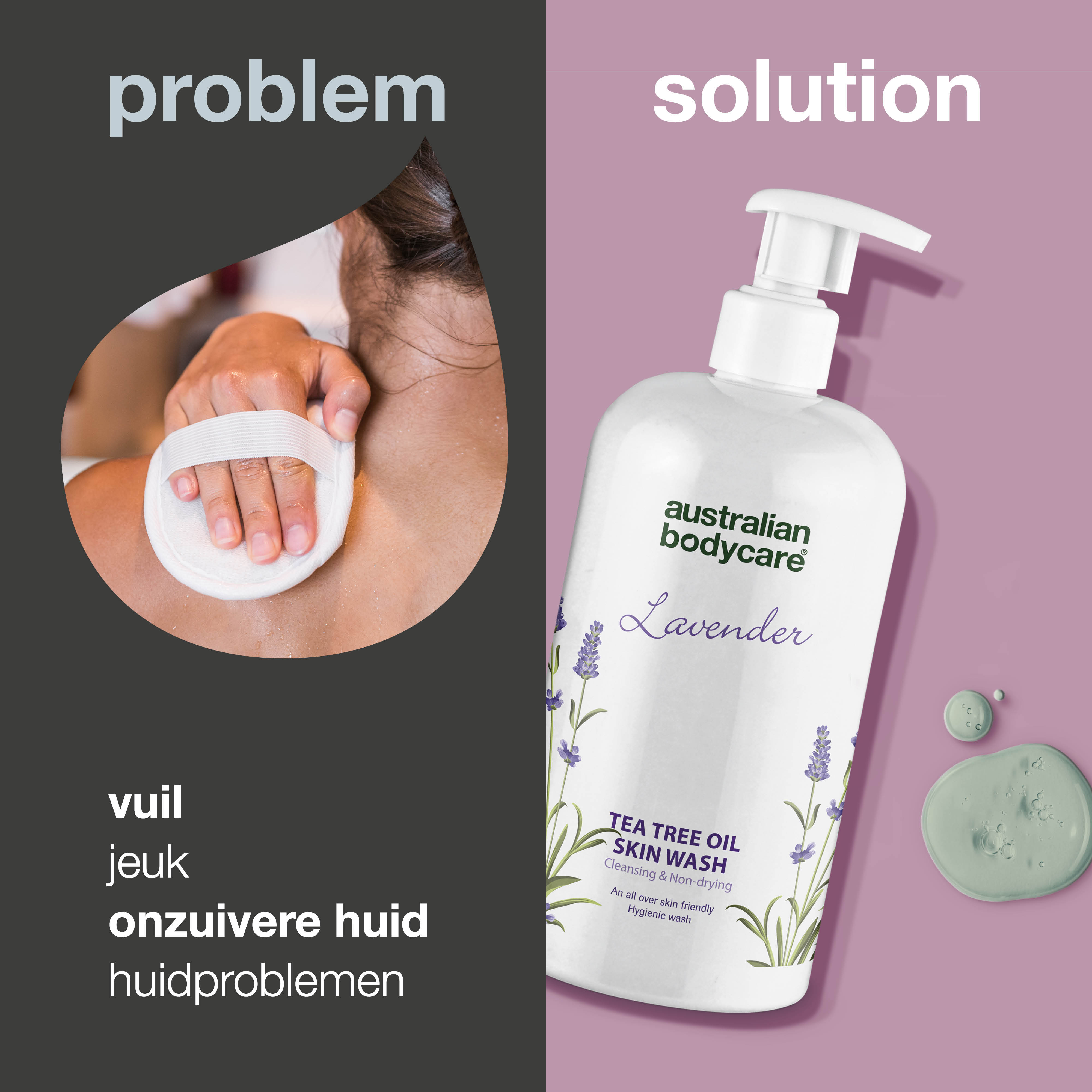 Professionele Lavender Skin Wash — Professioneel Showergel met Tea tree Olie en Lavendel voor de dagelijkse reiniging van je lichaam