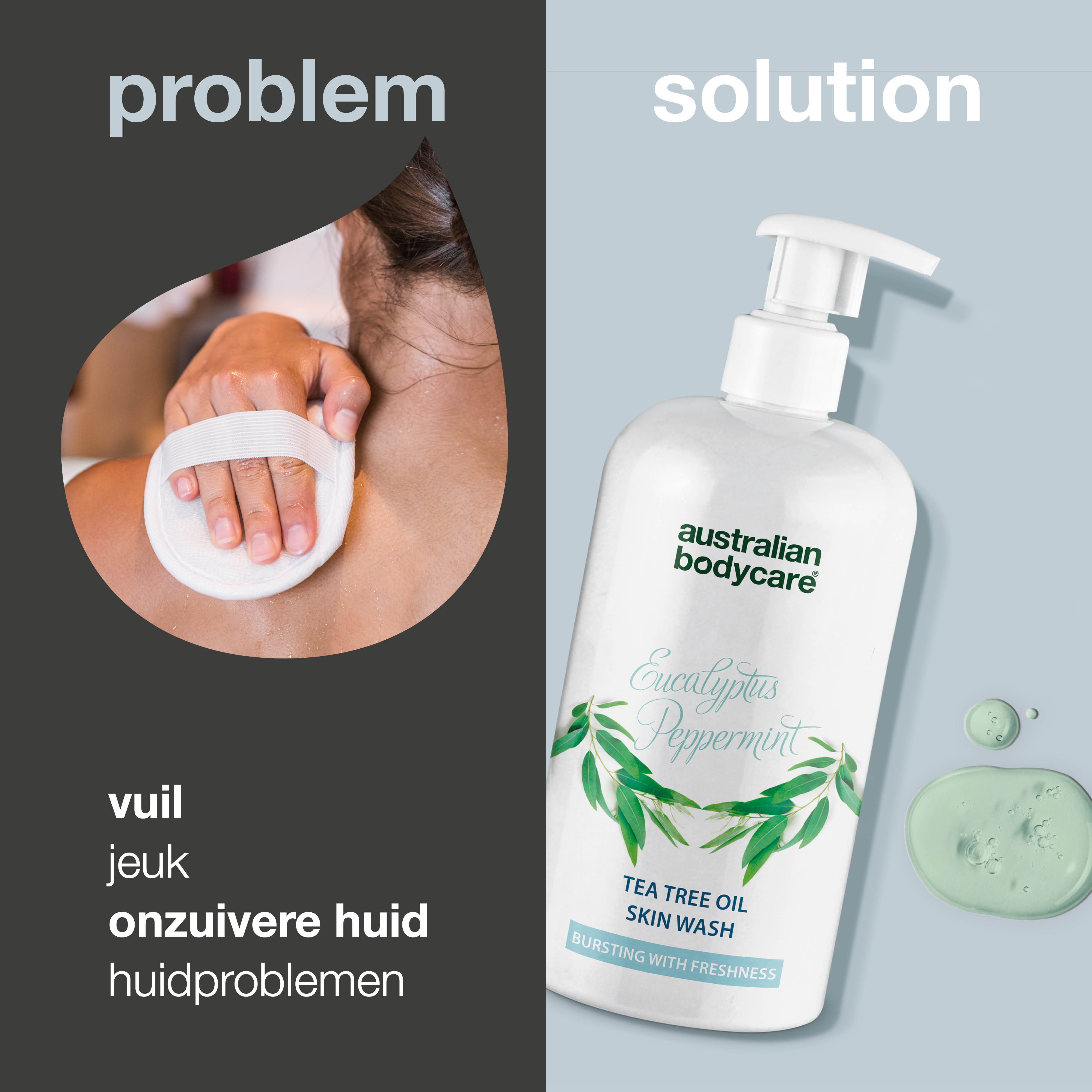 Professionele Eucalyptus Skin Wash — Douchegel voor professioneel gebruik met natuurlijke Teatree Olie en Australische Eucalyptus