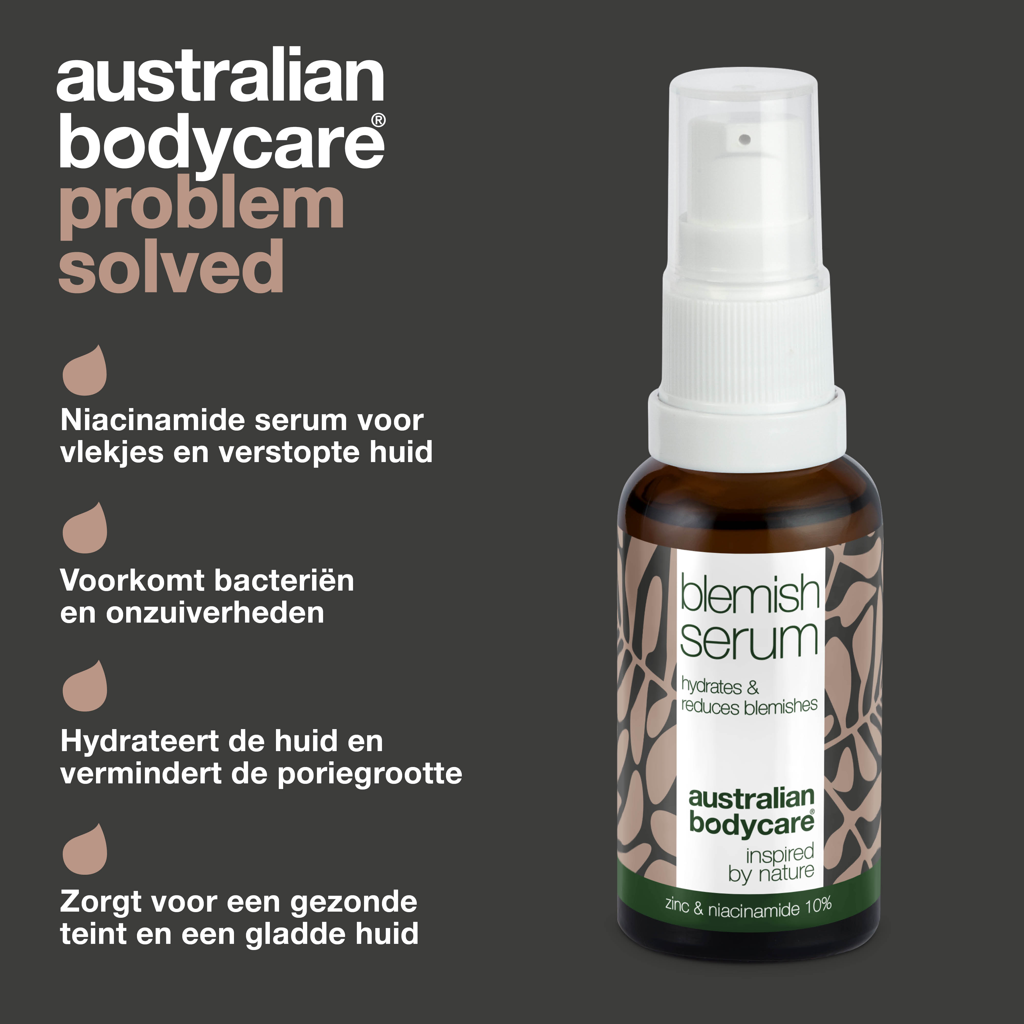 Anti-Puistjes Niacinamide Serum — 10% Niacinamide, 1% Zink en Tea Tree Olie tegen puistjes en onzuivere huid