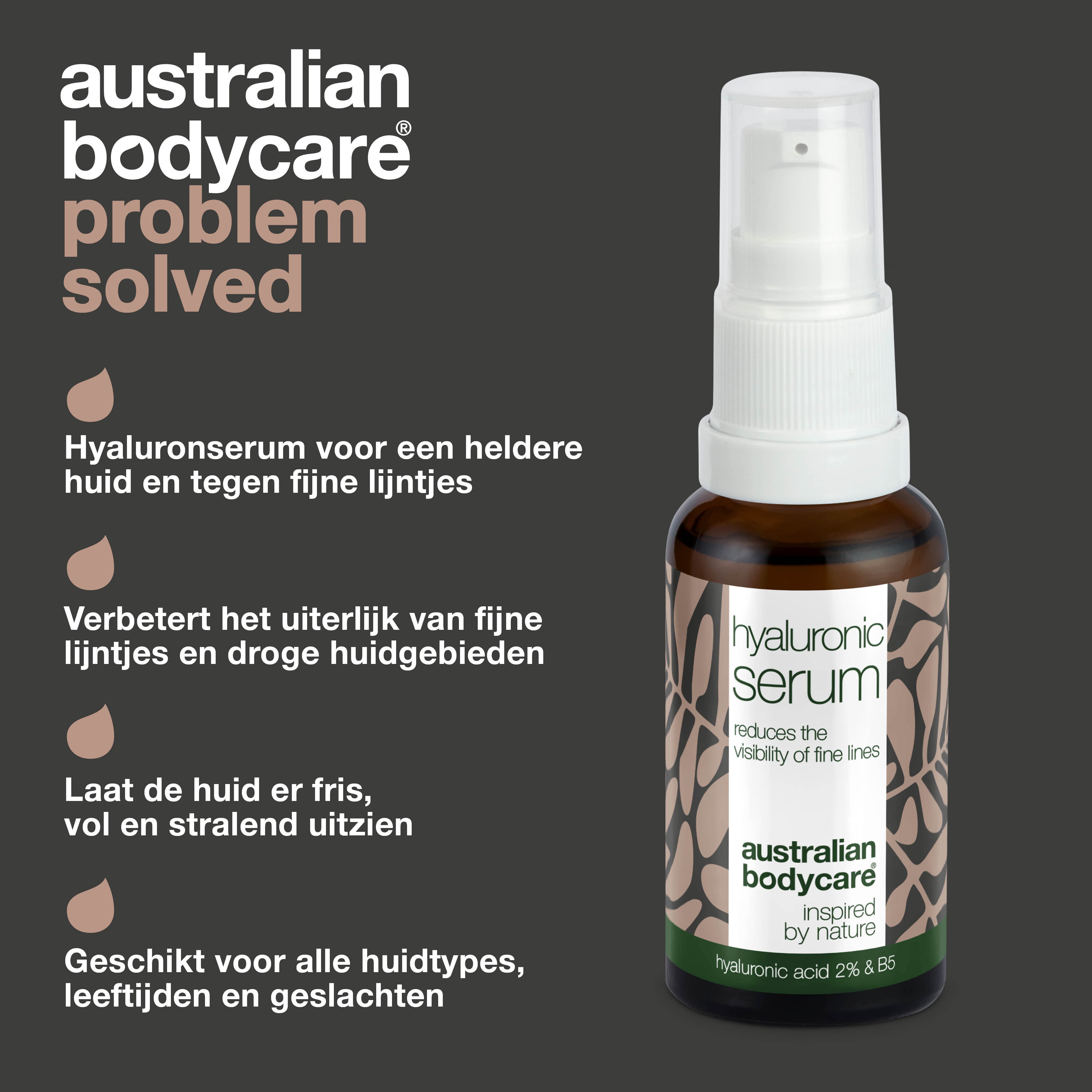 Hyaluronzuur Serum tegen fijne lijntjes — Met Tea Tree Olie, Hyaluronzuur 2% en B5 vitamine B5 tegen fijne lijntjes en een droge huid