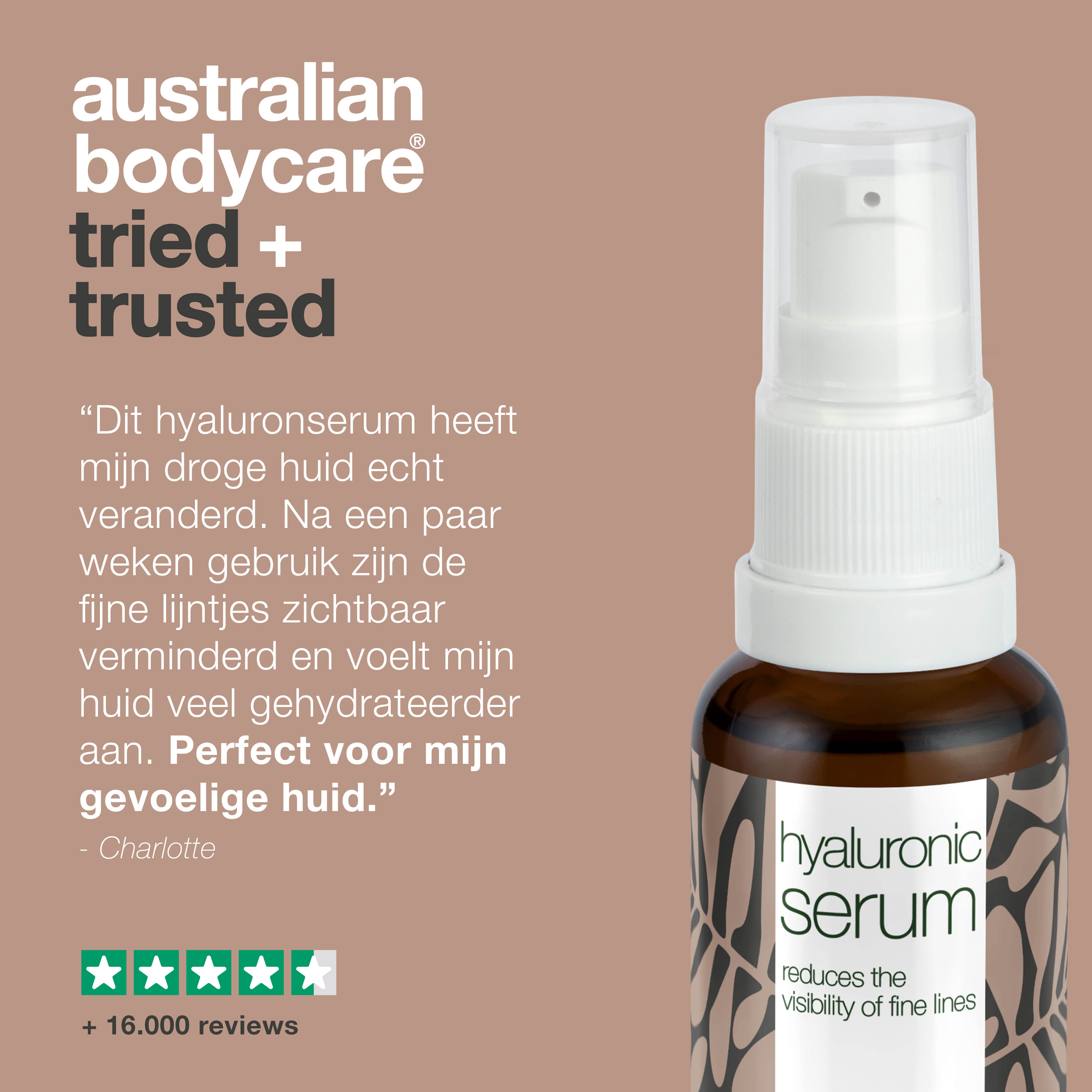 Hyaluronzuur Serum tegen fijne lijntjes — Met Tea Tree Olie, Hyaluronzuur 2% en B5 vitamine B5 tegen fijne lijntjes en een droge huid