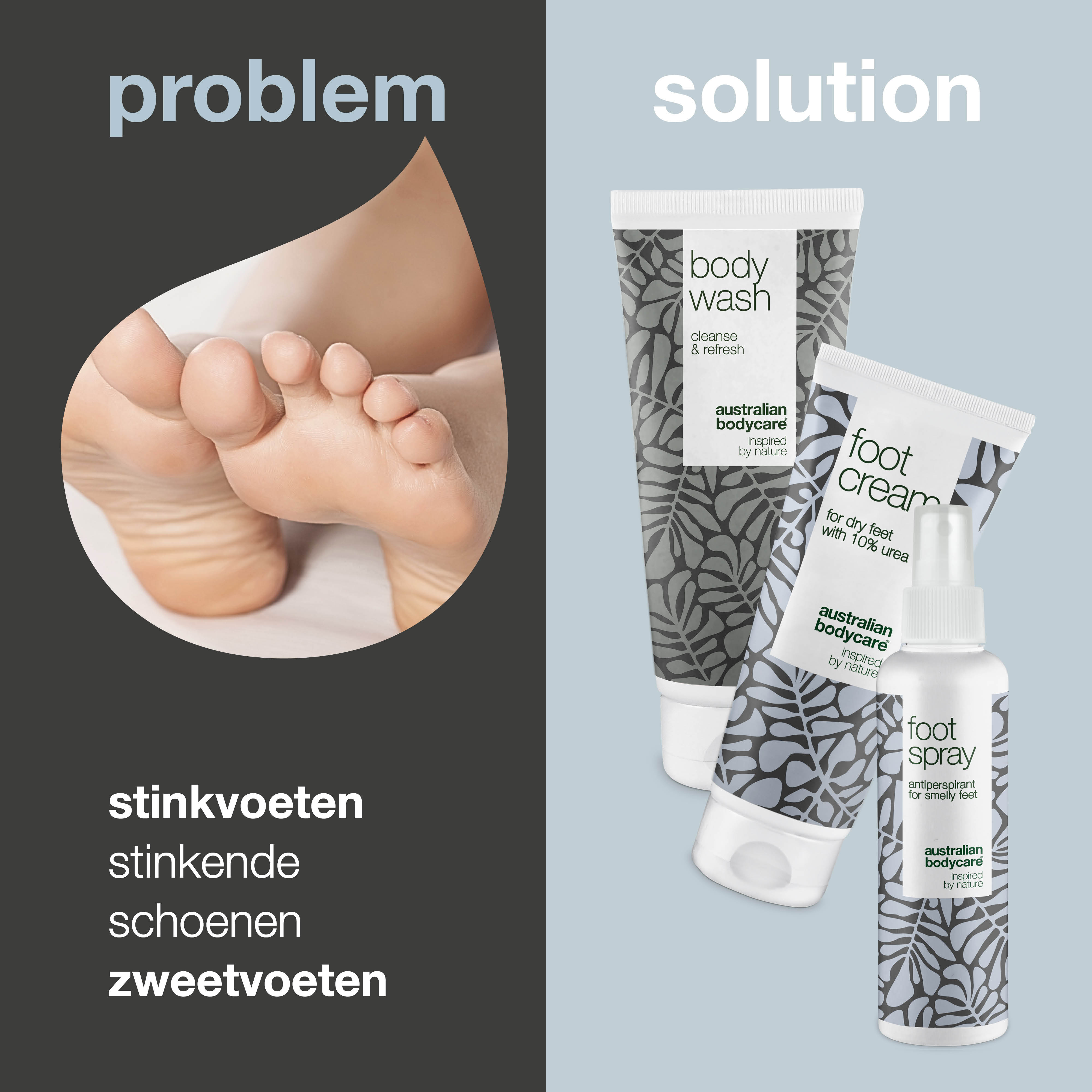 Pakket tegen stinkvoeten en zweetvoeten — 3 effectieve producten voor voeten en schoenen die stinken