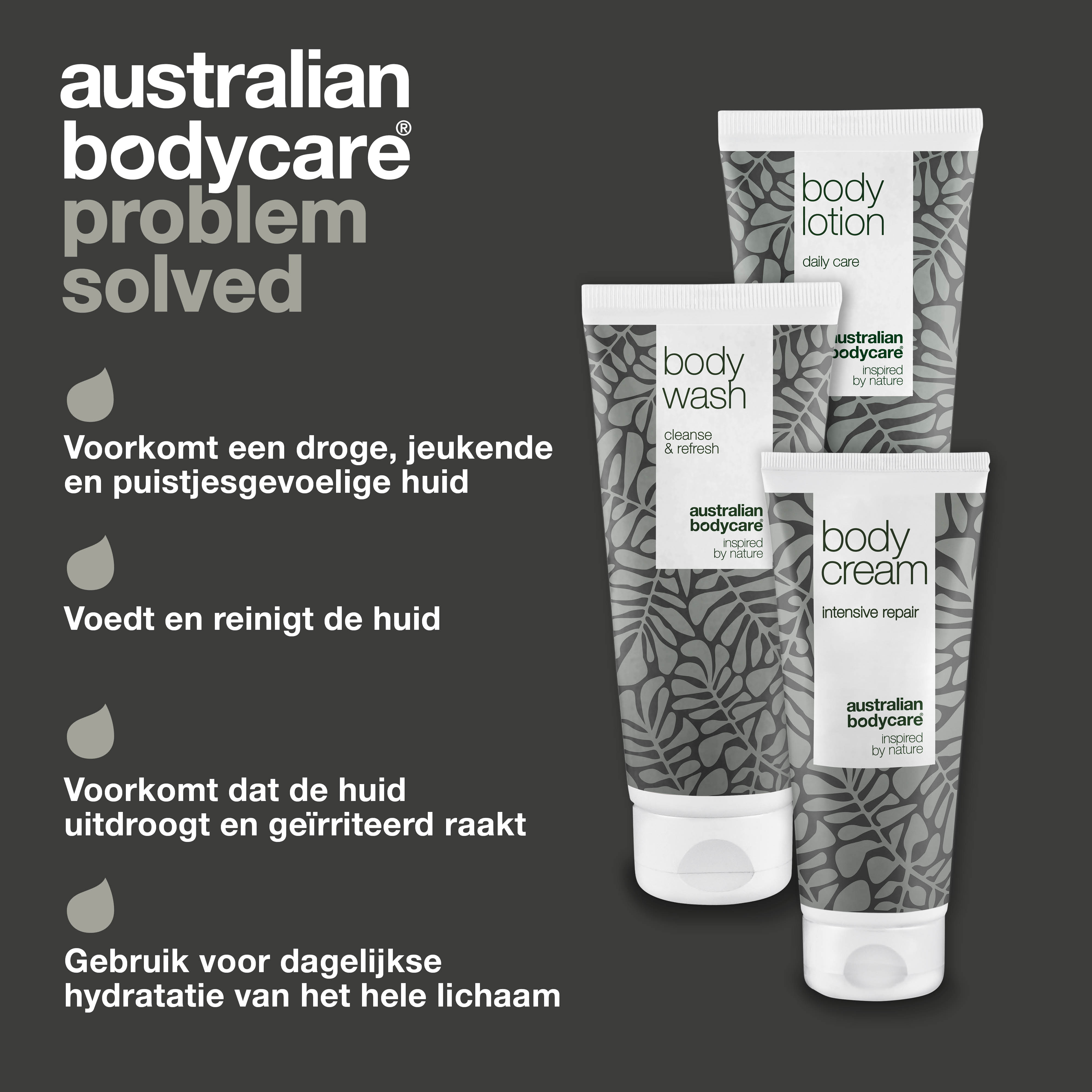Pakket voor een droge huid op het lichaam — 3 producten voor de verzorging van een jeukende huid