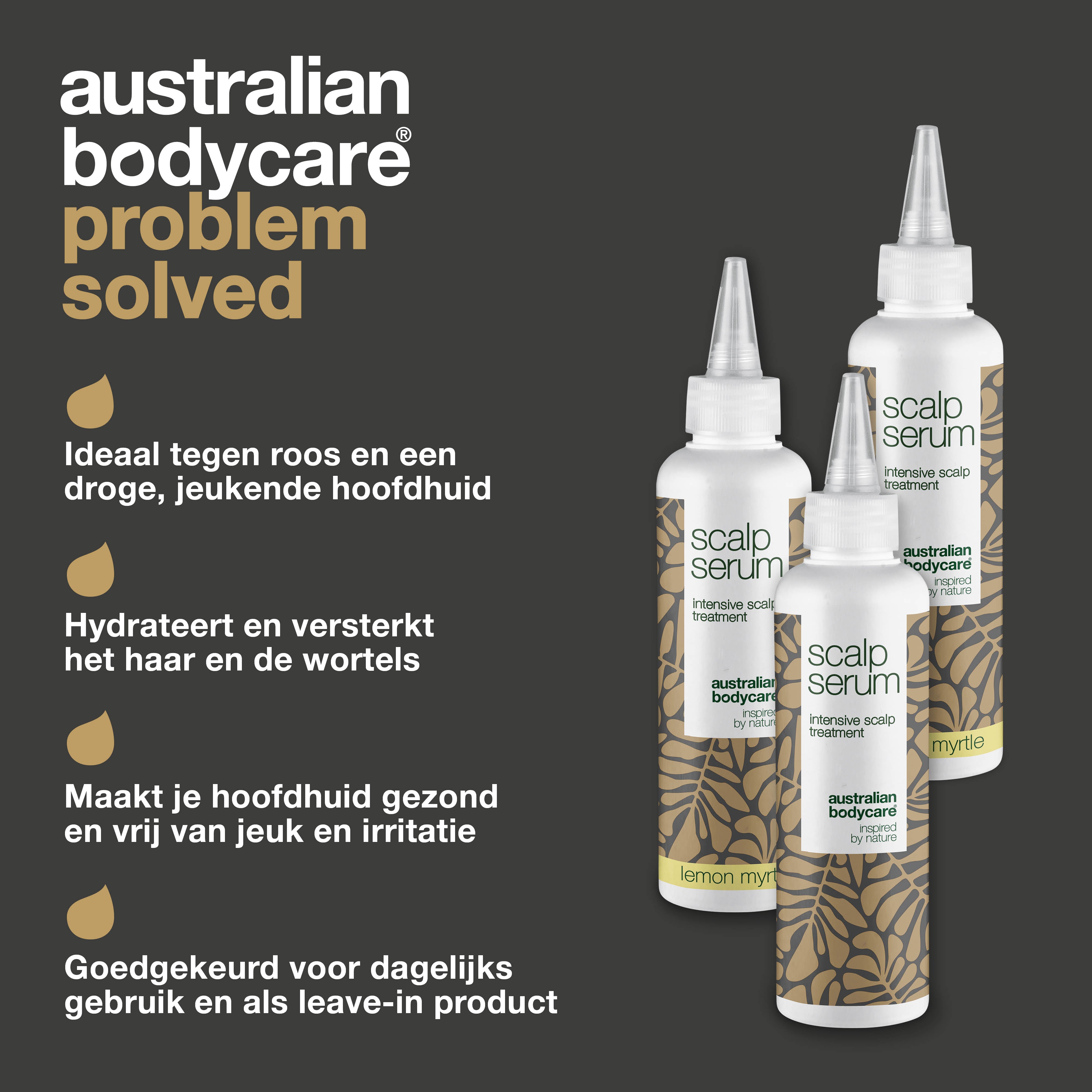 3 voor 2 Scalp Serum hoofdhuidbehandeling 150 ml — Speciale aanbieding met 3 hoofdhuidbehandelingen (150 ml): Tea Tree Olie & Lemon Myrtle