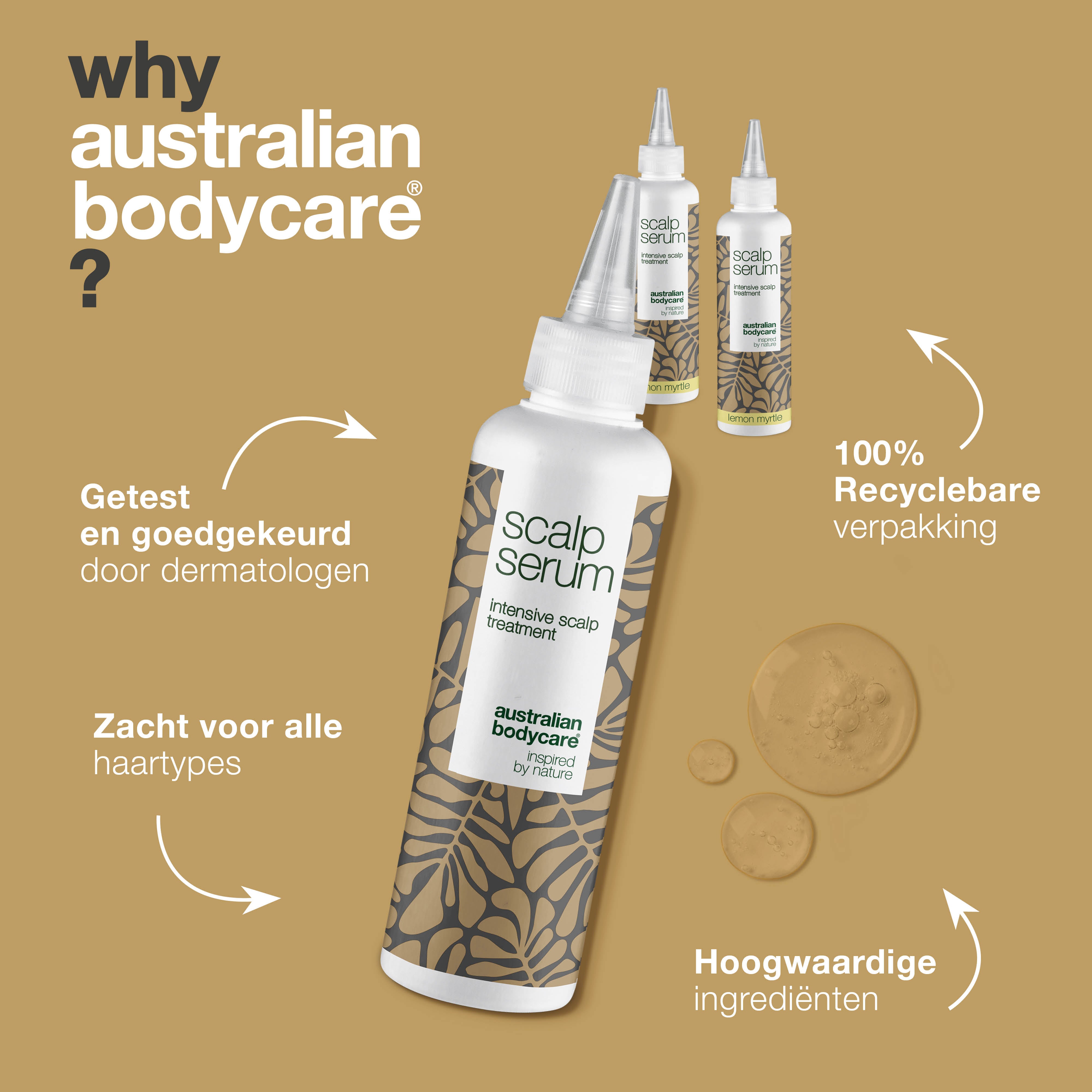 3 voor 2 Scalp Serum hoofdhuidbehandeling 150 ml — Speciale aanbieding met 3 hoofdhuidbehandelingen (150 ml): Tea Tree Olie & Lemon Myrtle