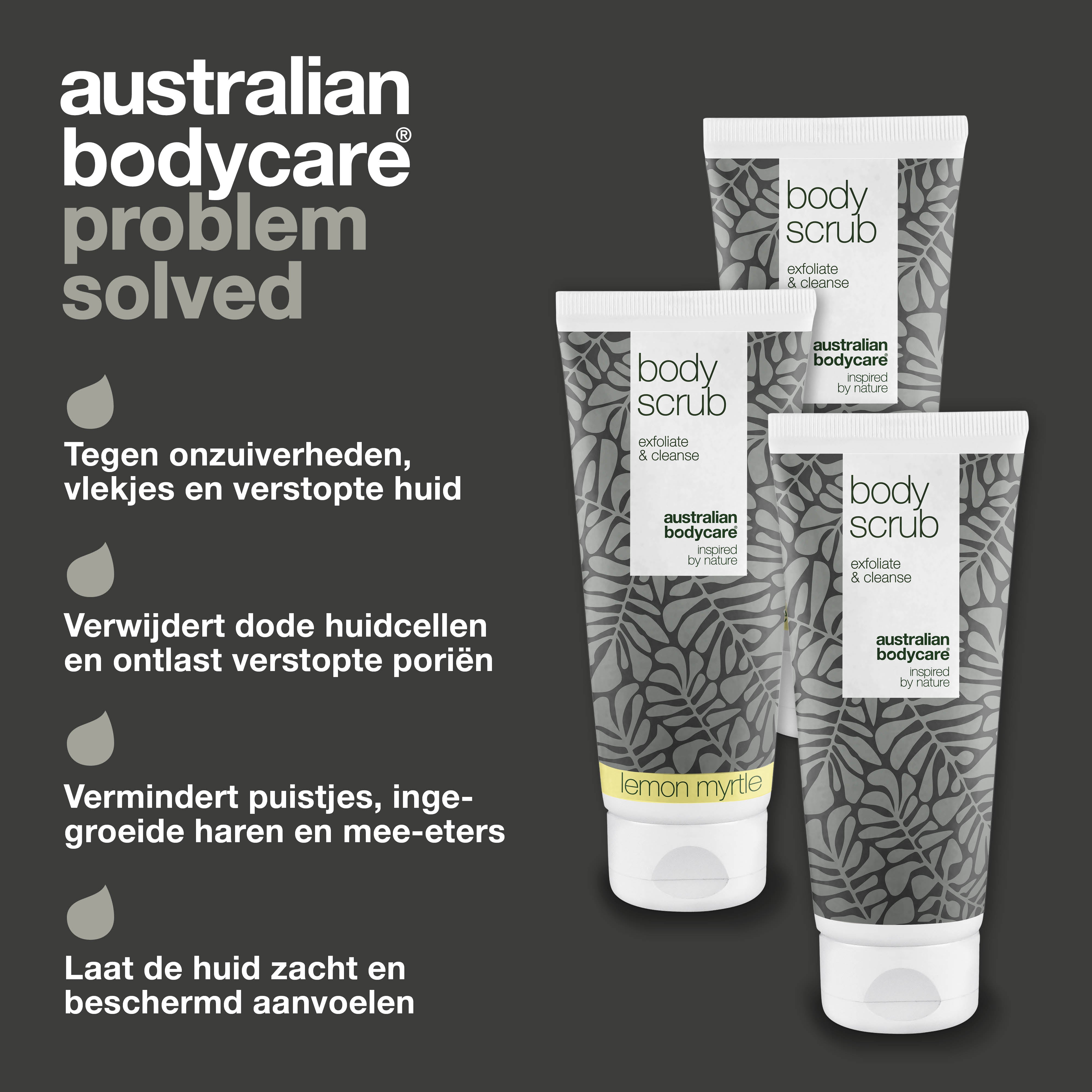 3 Body Scrubs - Voordeelpakket — Voordeelpakket met 3 Body Scrubs (200 ml): Tea Tree Oil & Lemon Myrtle