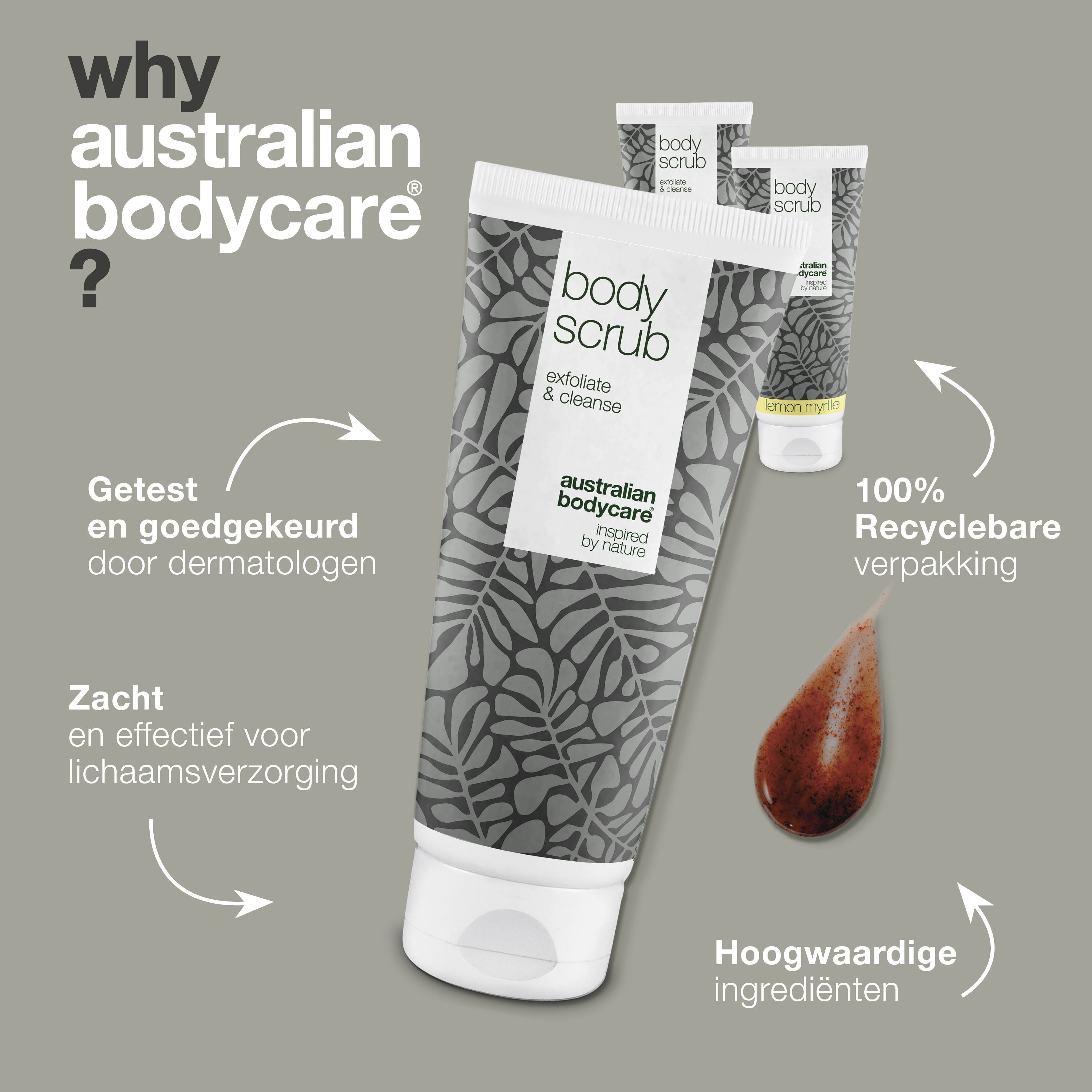 3 Body Scrubs - Voordeelpakket — Voordeelpakket met 3 Body Scrubs (200 ml): Tea Tree Oil & Lemon Myrtle