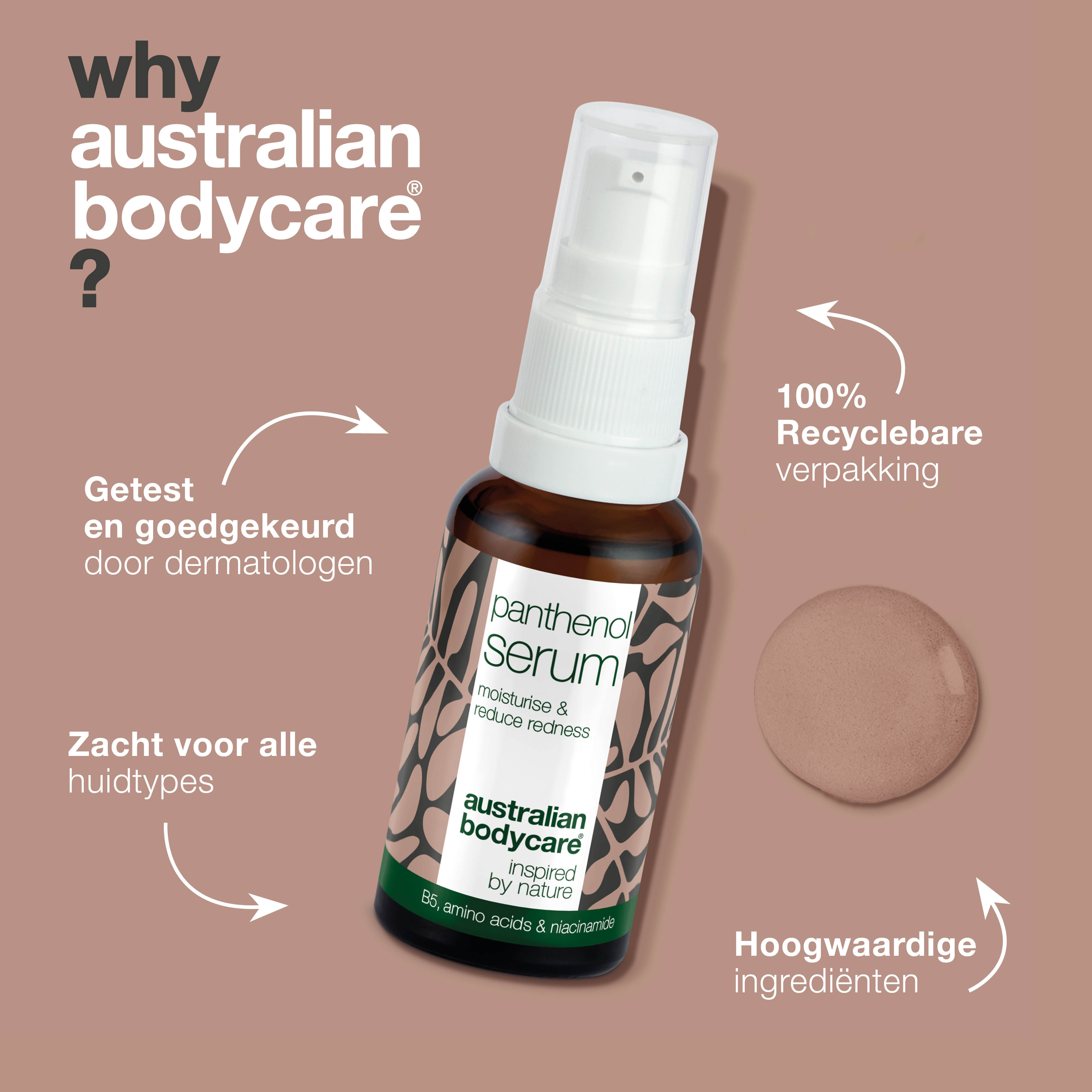 Panthenol serum voor een gevoelige huid en roodheid — Serum met provitamine B5 & niacinamide verzacht roodheid & rosacea