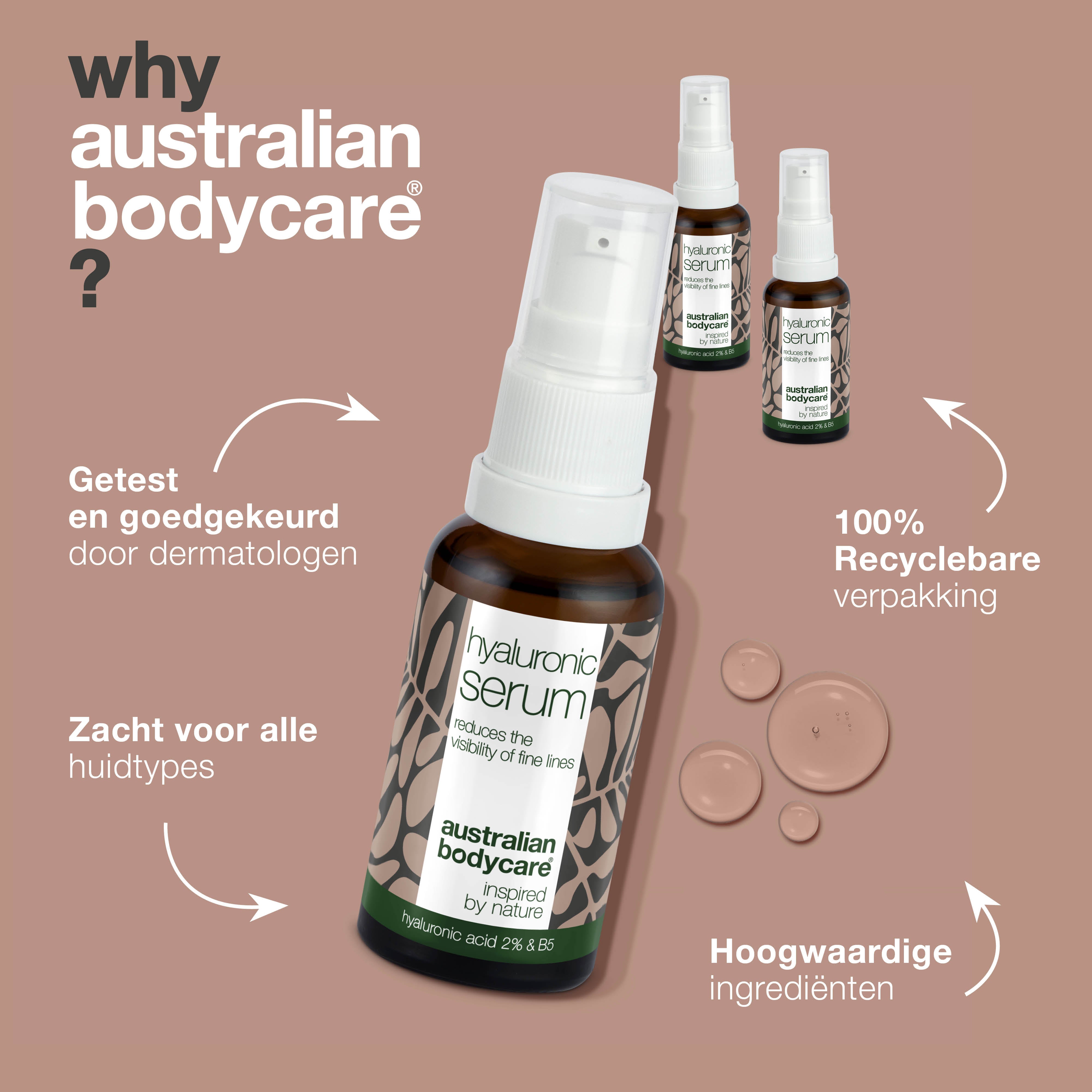 3 Hyaluronzuurserums voor glans en voor de verzorging van fijne lijntjes — Met Hyaluronzuur 2% en vitamine B5 voor fijne lijntjes en diepe groeven