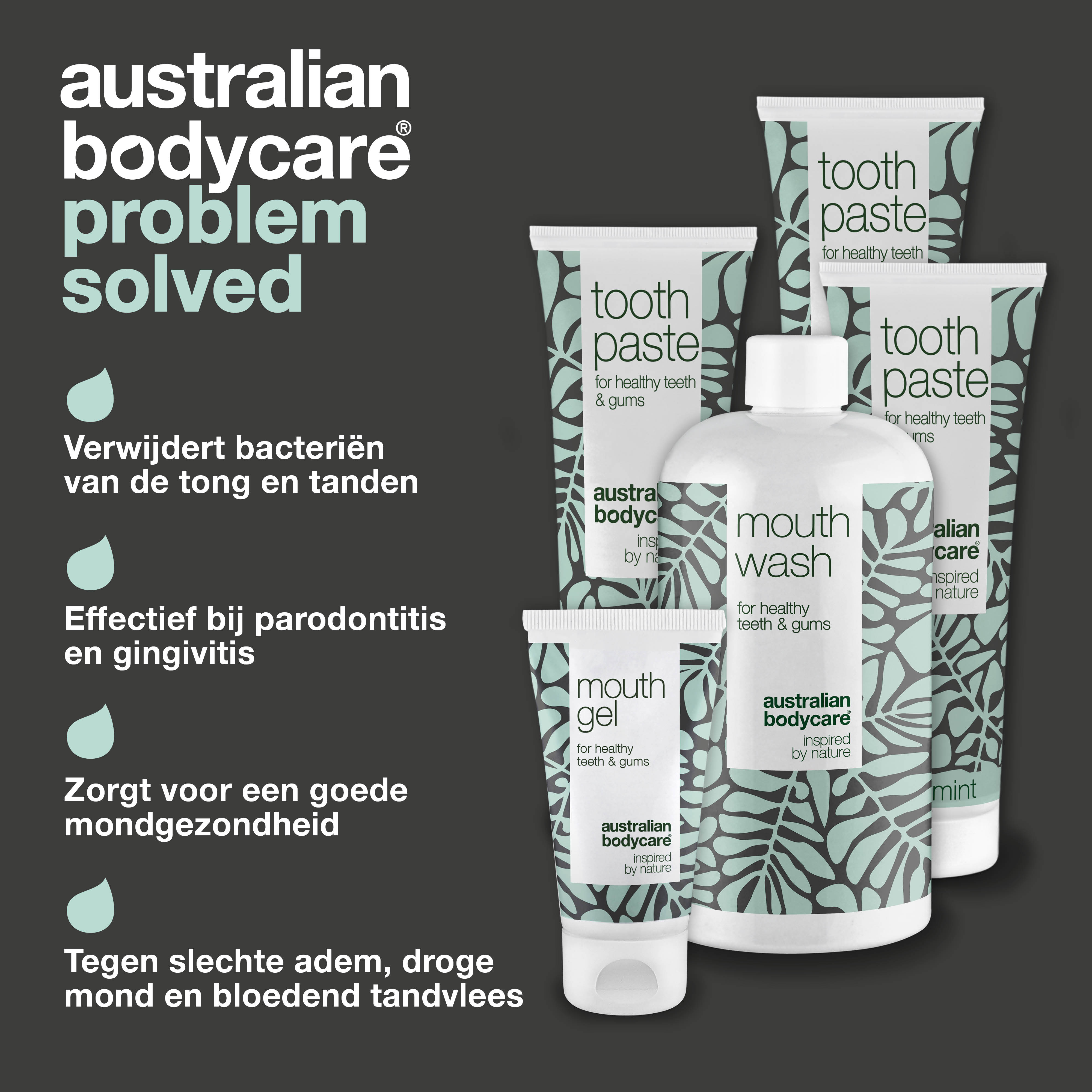Mondverzorging 5 produkten met Tea Tree Olie — verzorging bij tandvleesontsteking, schimmel in de mond of op de tong
