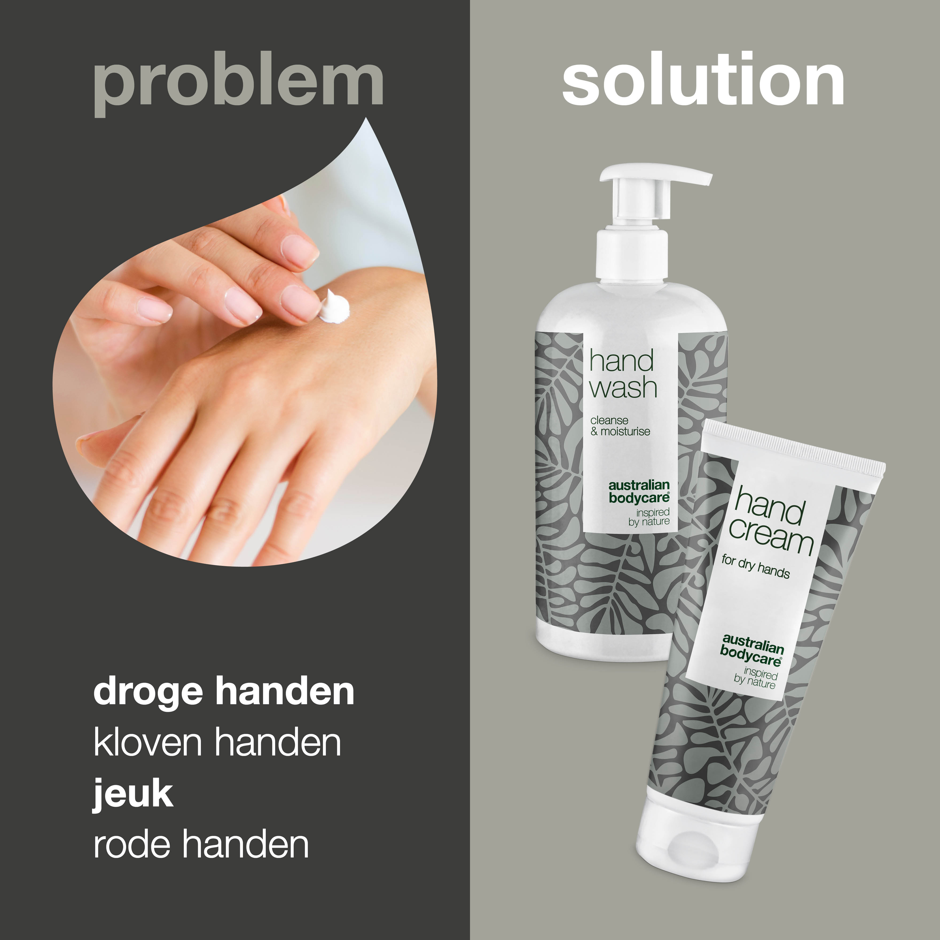 Handpakket voor droge, schrale en jeukende handen — Handzeep en handcrème voor droge en schrale handen